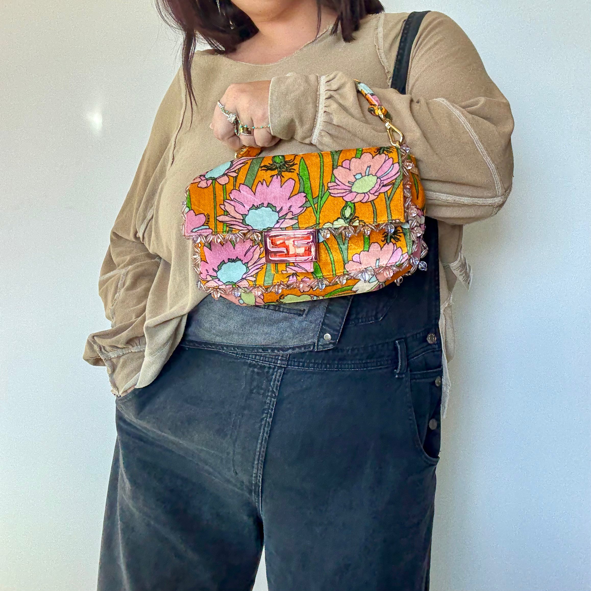 Rare Limited Edition Fendi Floral Velvet Baguette - Queen May