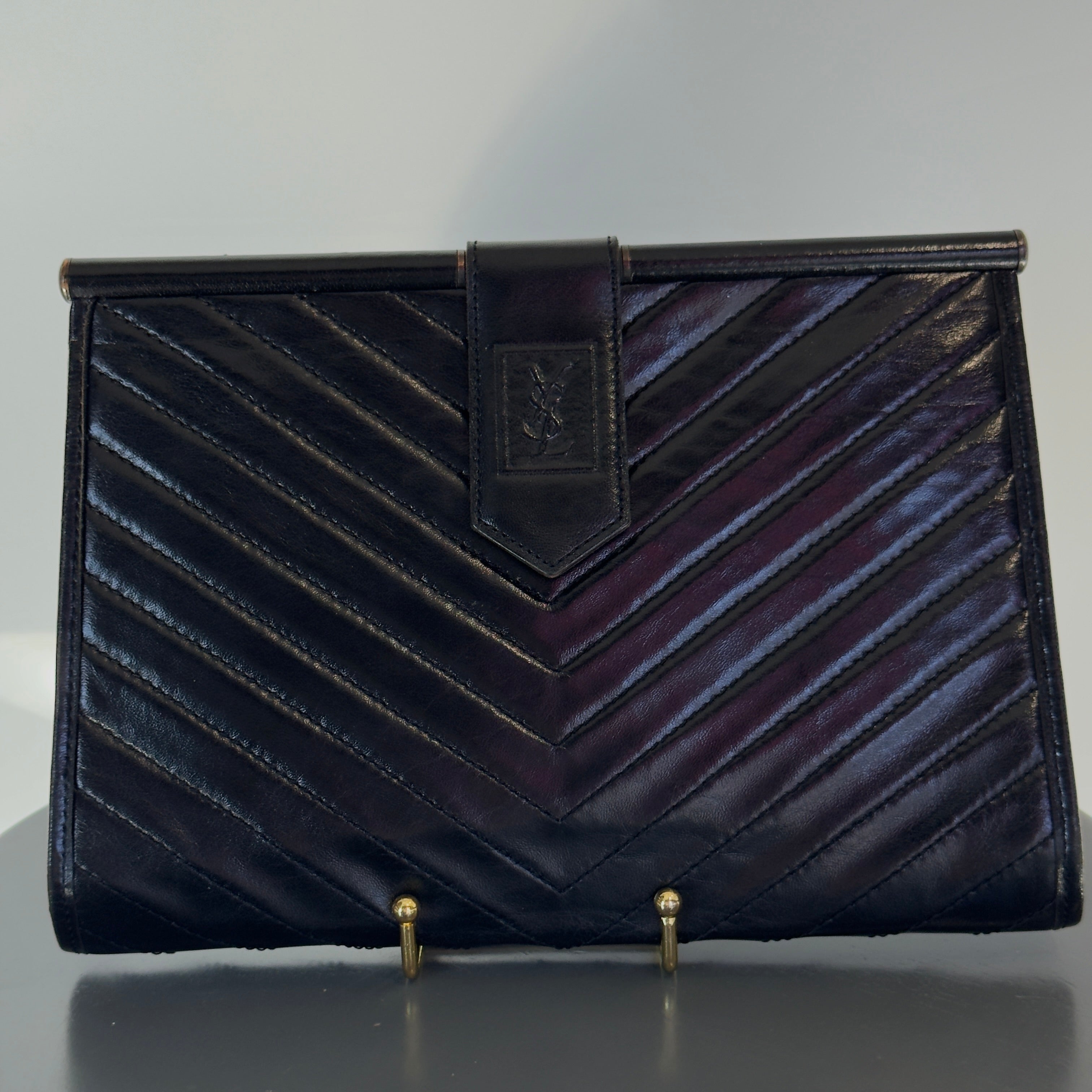 Vintage Yves Saint Laurent Black Clutch - Queen May