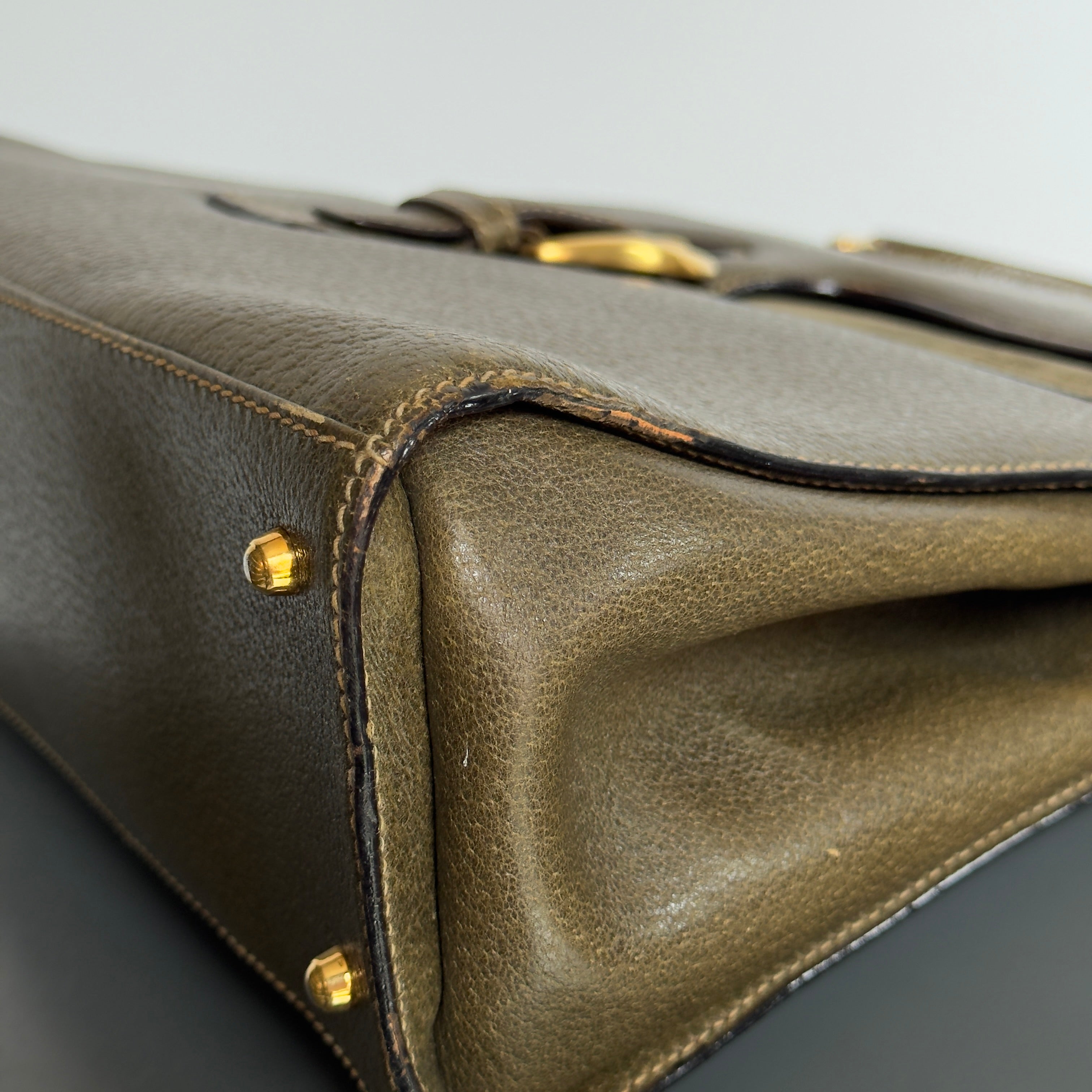 Gucci Vintage Leather Top Handle Bag - Queen May