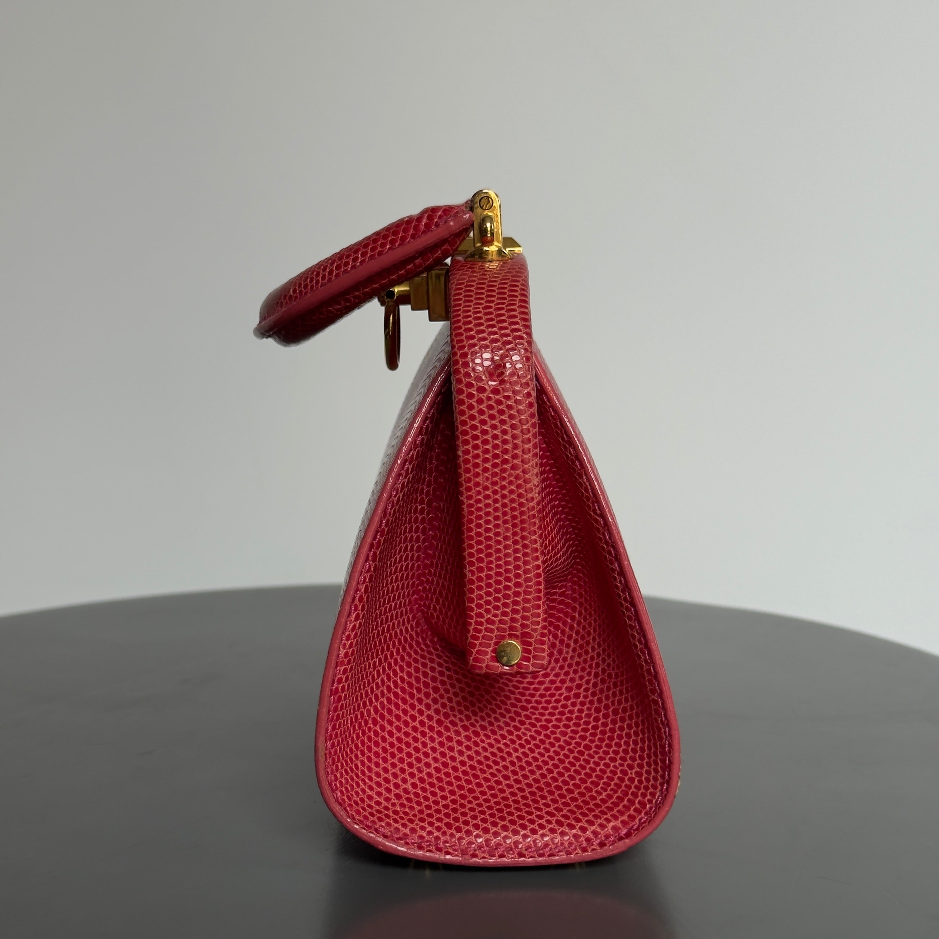Vintage Christian Dior Top Handle Mini Kisslock Lizard - Queen May