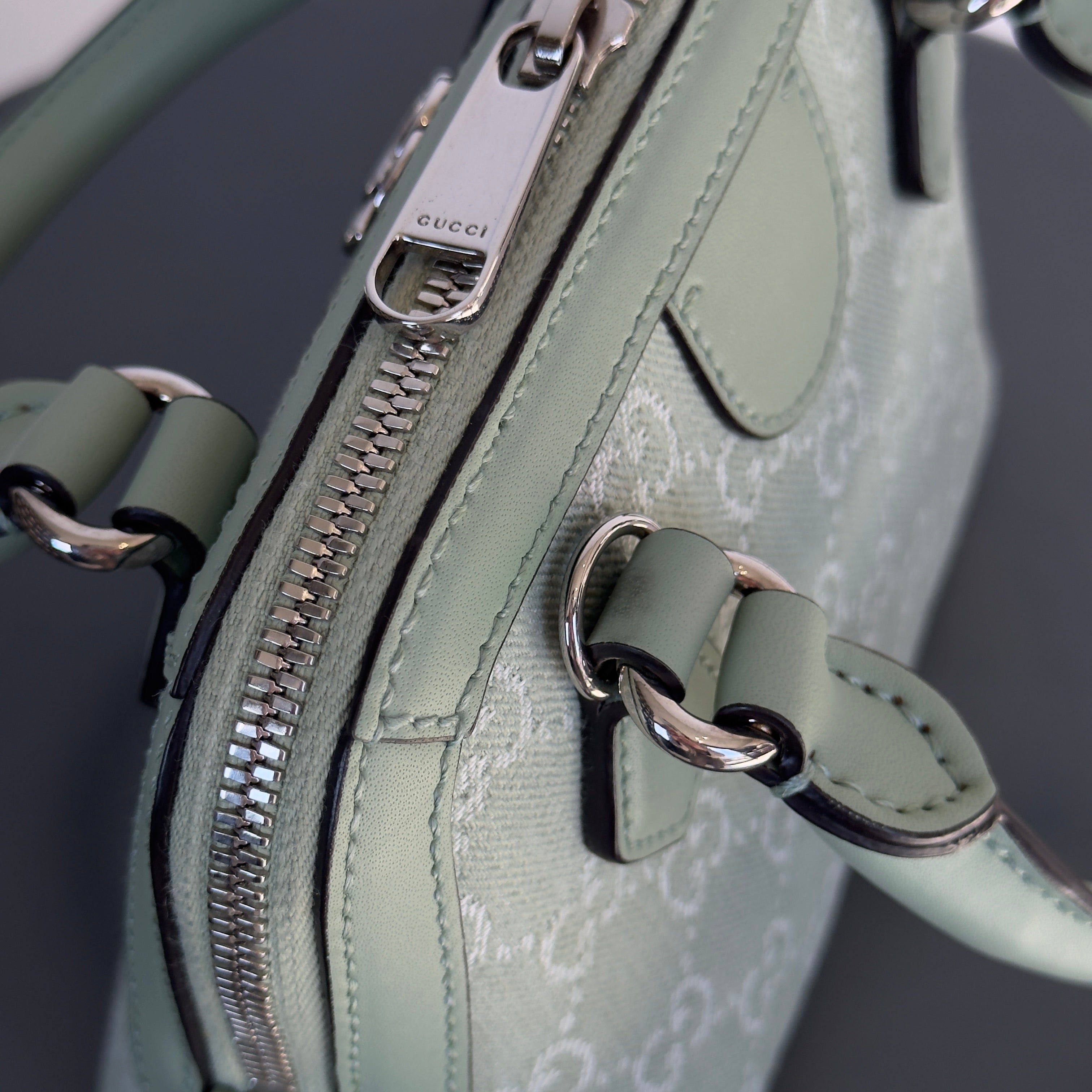 Gucci Denim GG Monogram Calfskin Mini Ophidia Top Handle