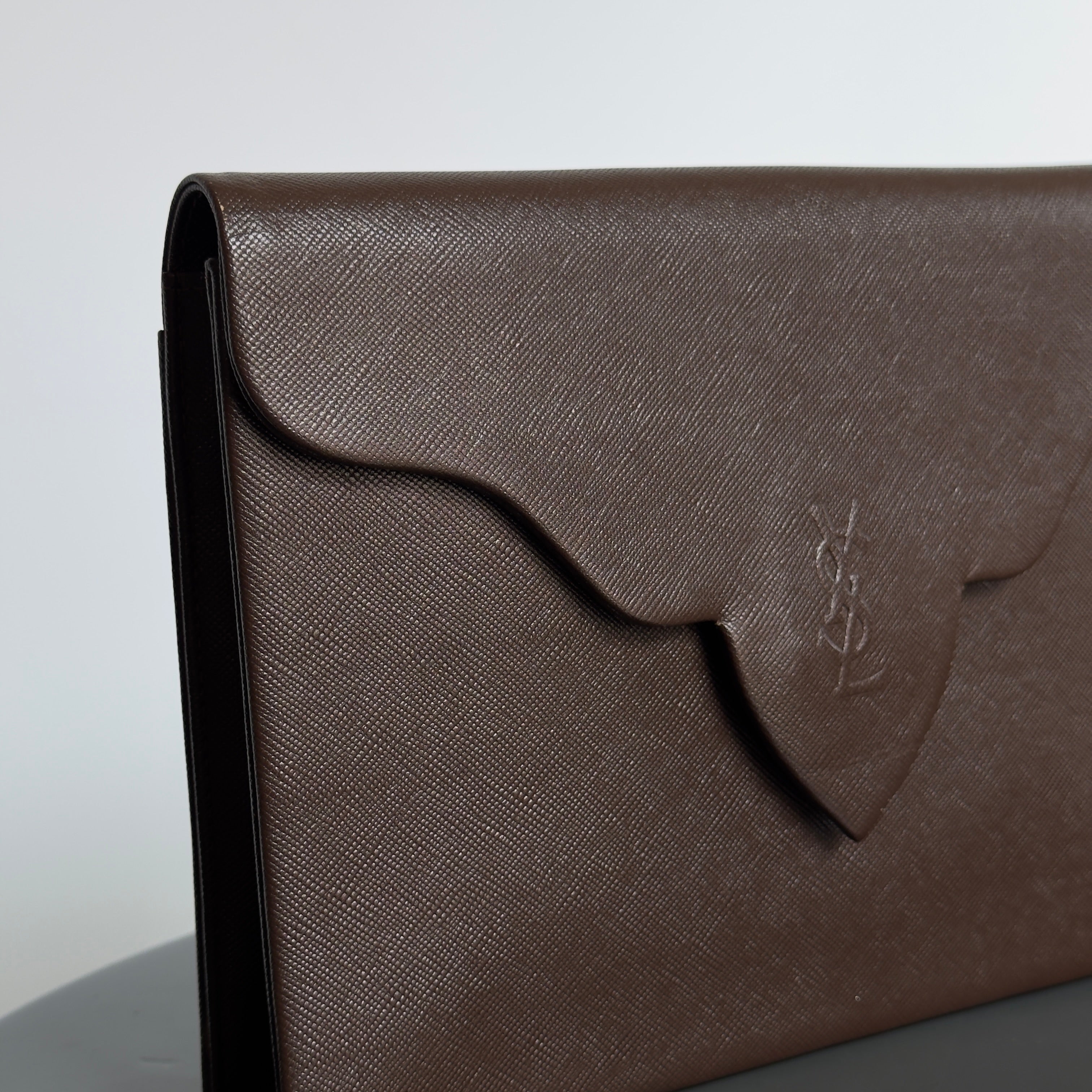 Vintage Yves Saint Laurent Clutch Dark Brown - Queen May