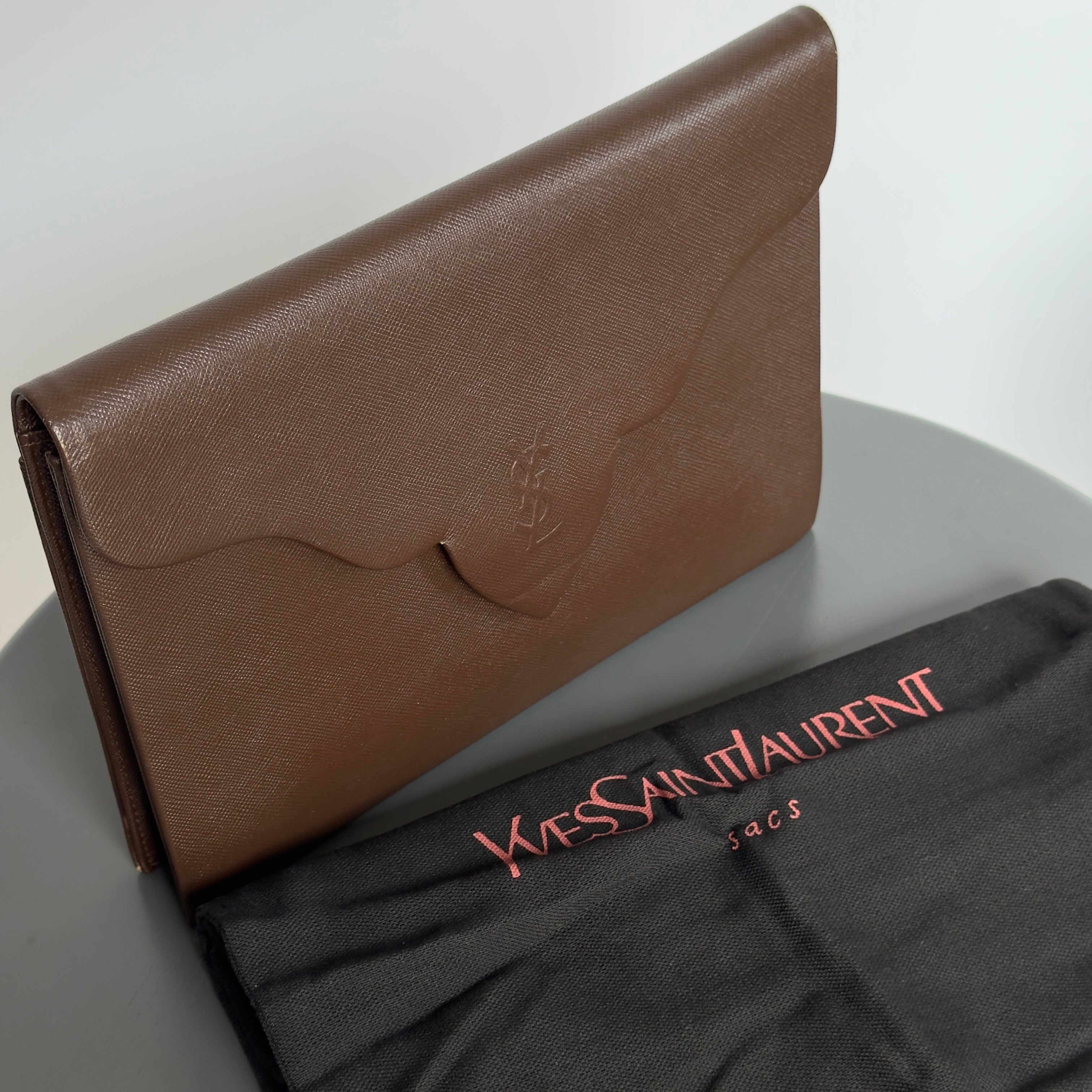 Vintage Yves Saint Laurent Clutch Dark Brown - Queen May