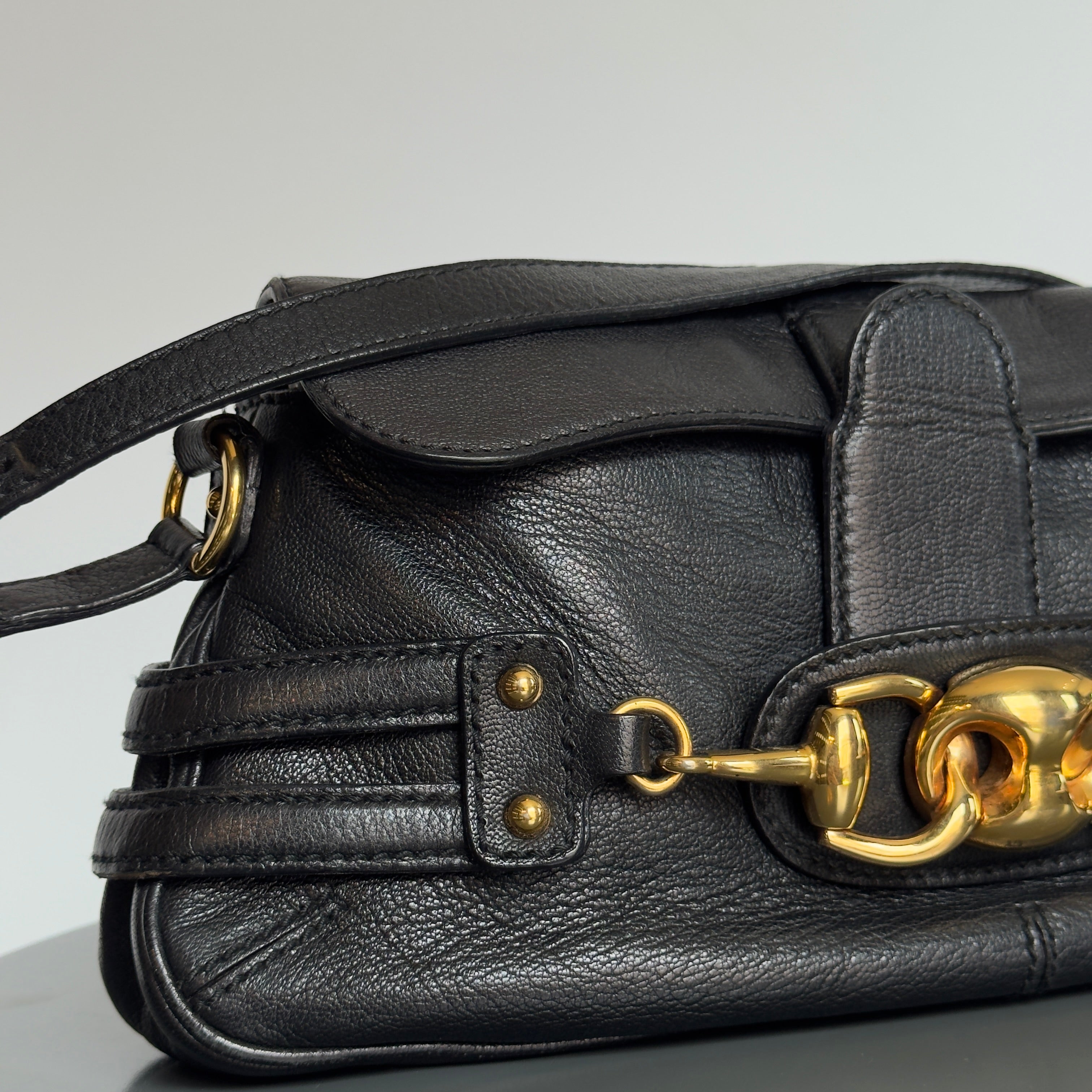 Gucci Leather Horsebit Chain Flap Shoulder Bag Tom Ford Era - Queen May