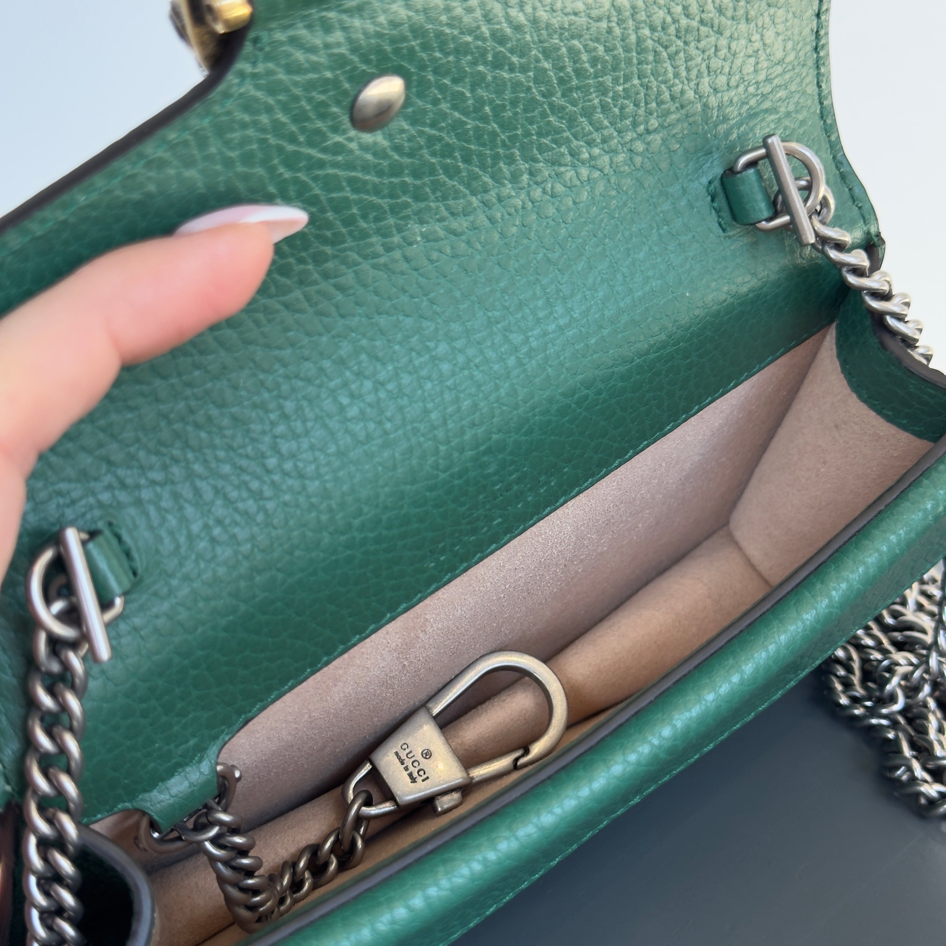 Gucci Dollar Green Calfskin Super Mini Dionysus Crossbody Bag - Queen May