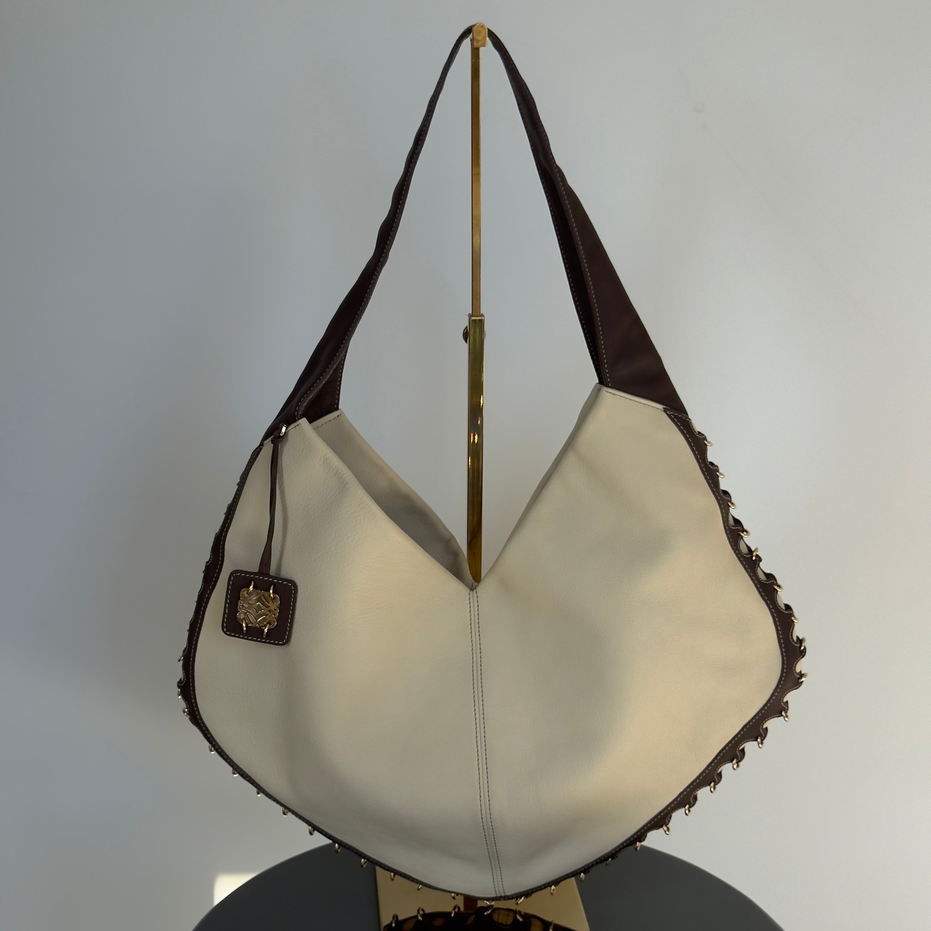 Loewe Half Moon Hobo Bag Cream Leather - Queen May
