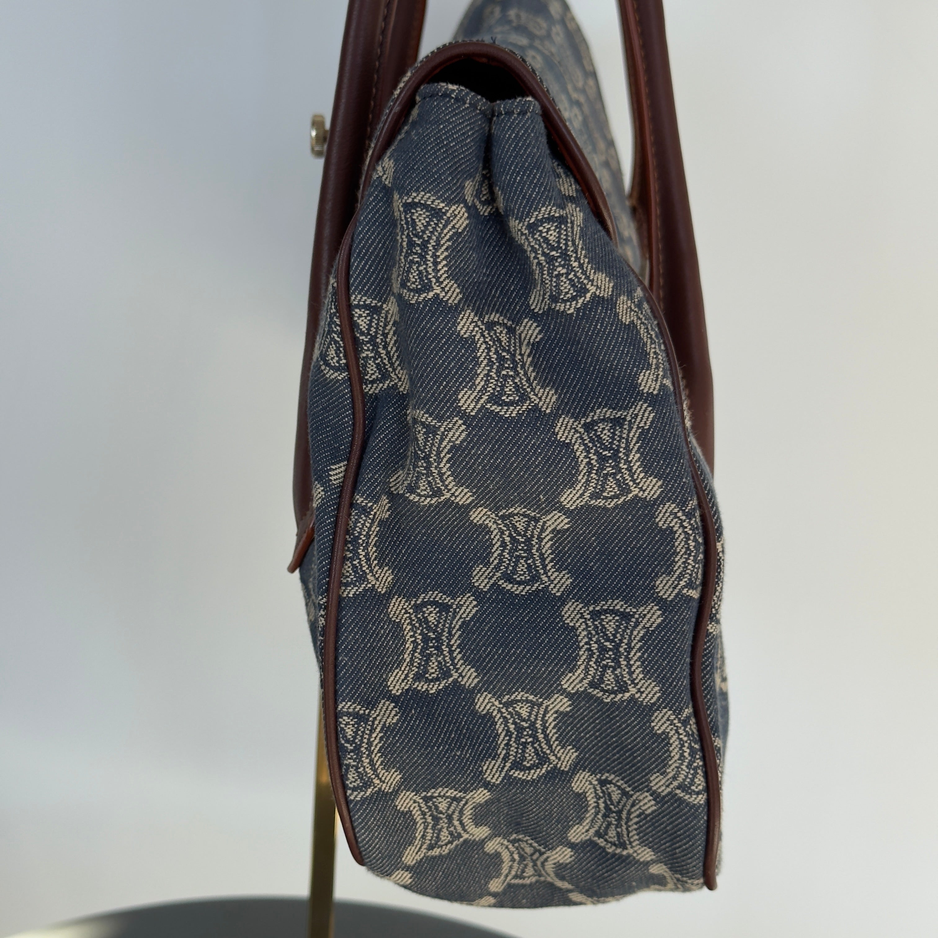 Celine Denim Monogram Triomphe Shoulder Bag - Queen May