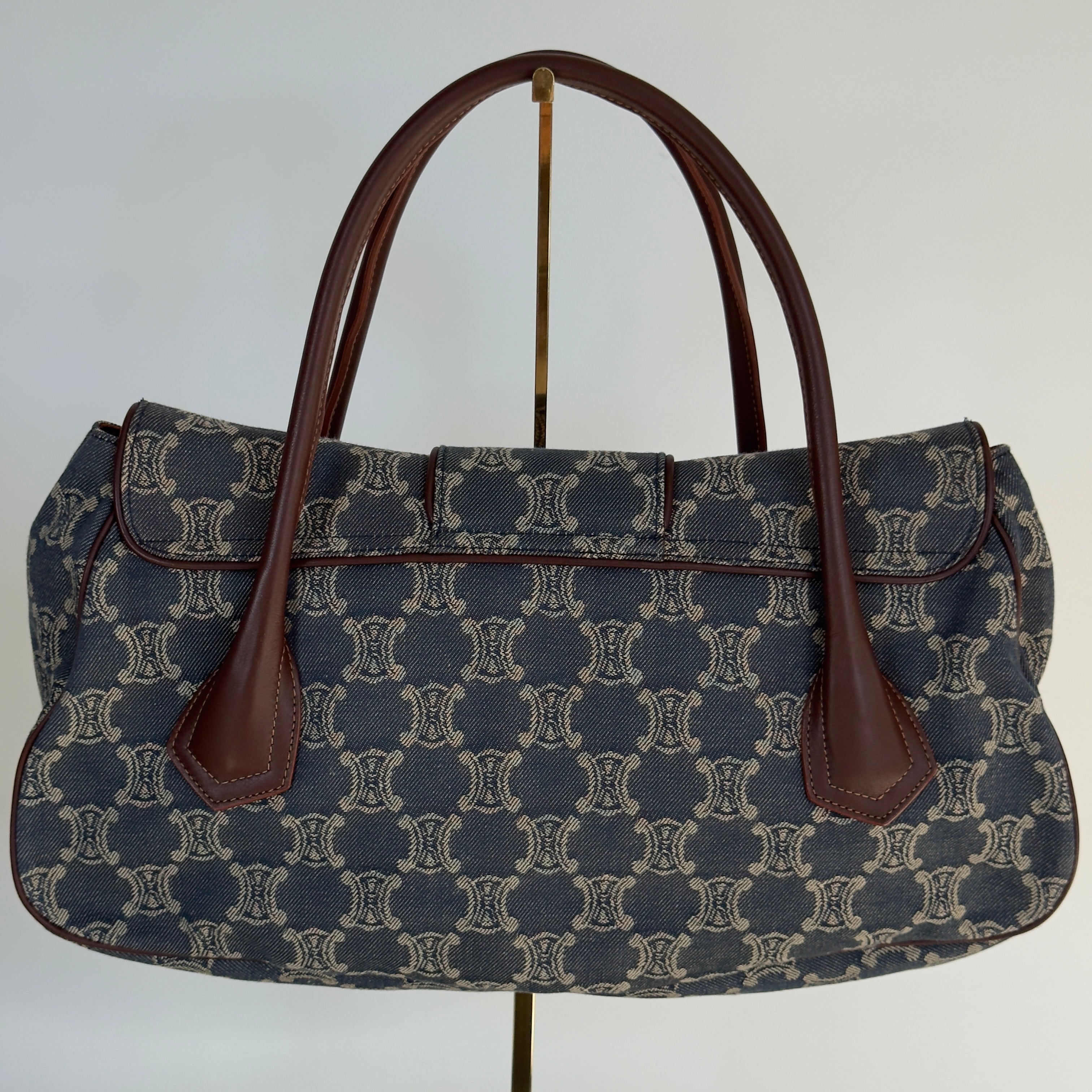 Celine Denim Monogram Triomphe Shoulder Bag - Queen May