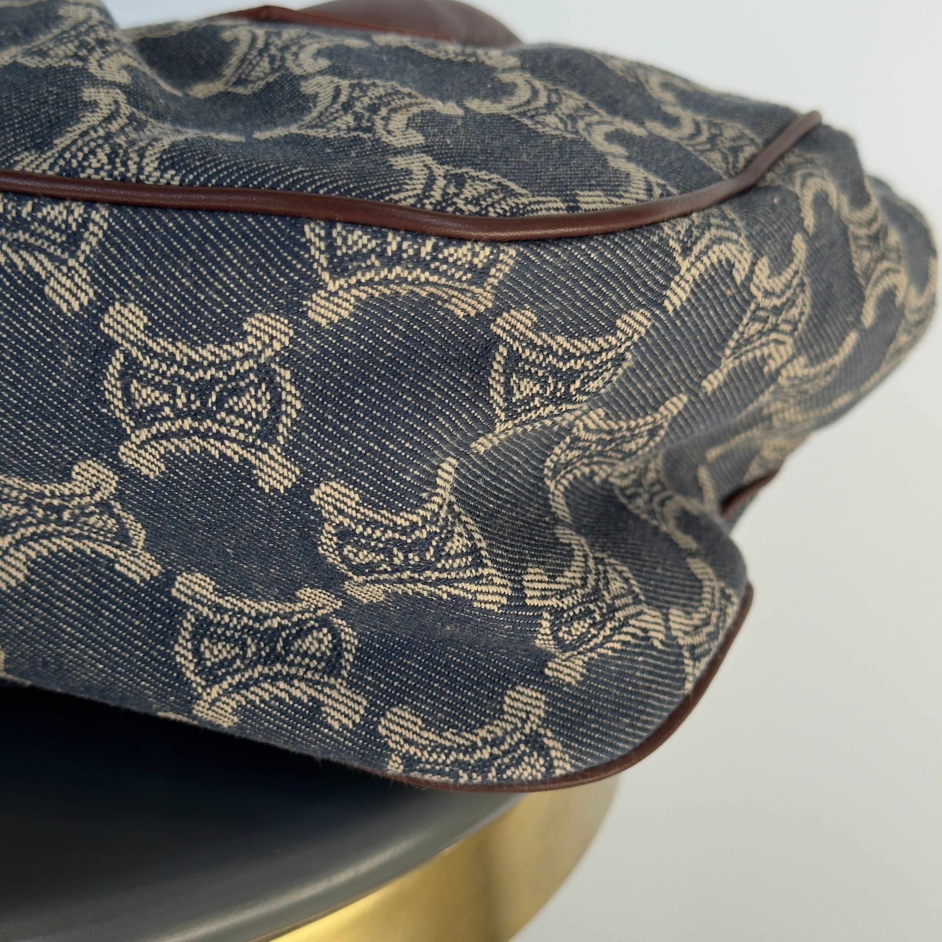 Celine Denim Monogram Triomphe Shoulder Bag - Queen May