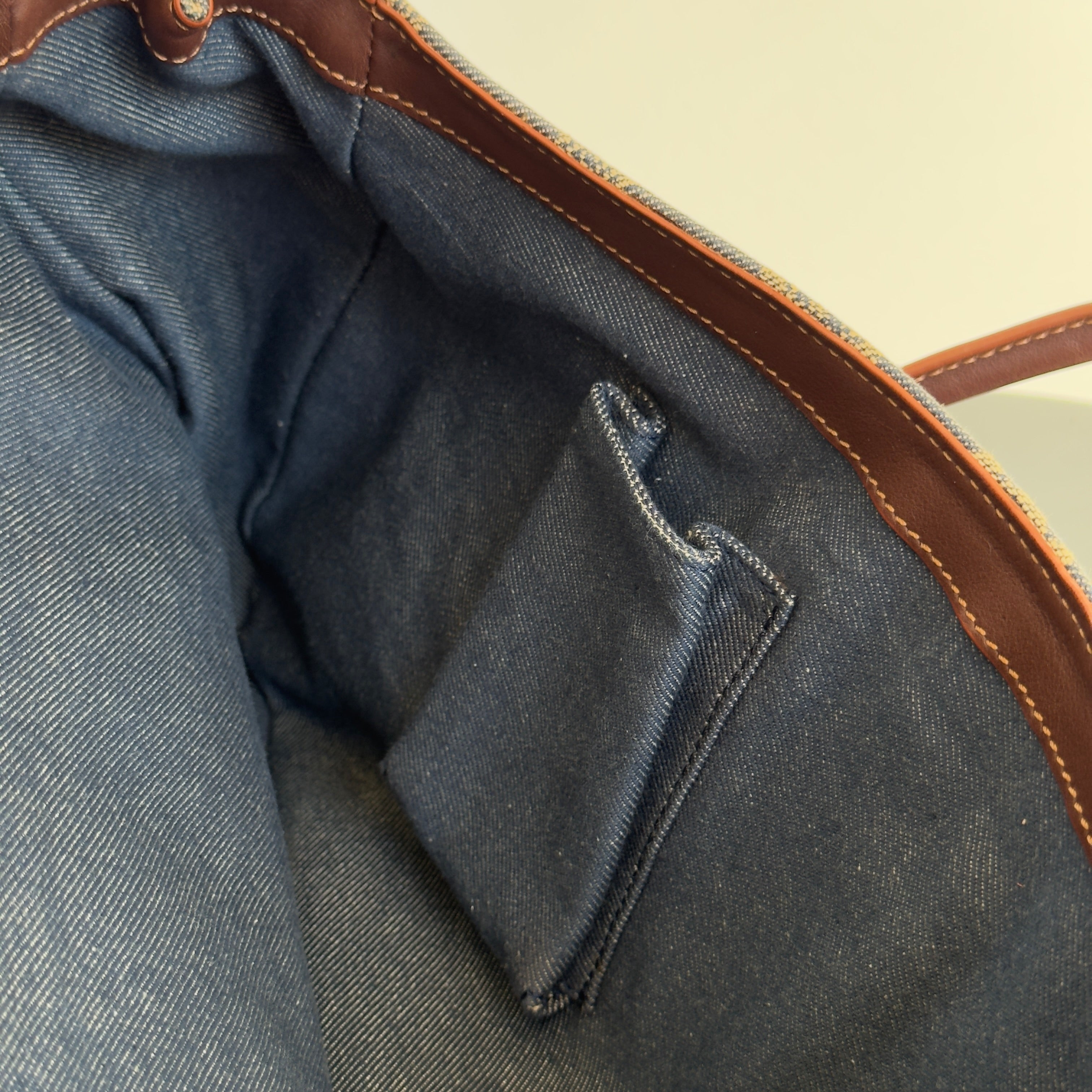 Celine Denim Monogram Triomphe Shoulder Bag - Queen May