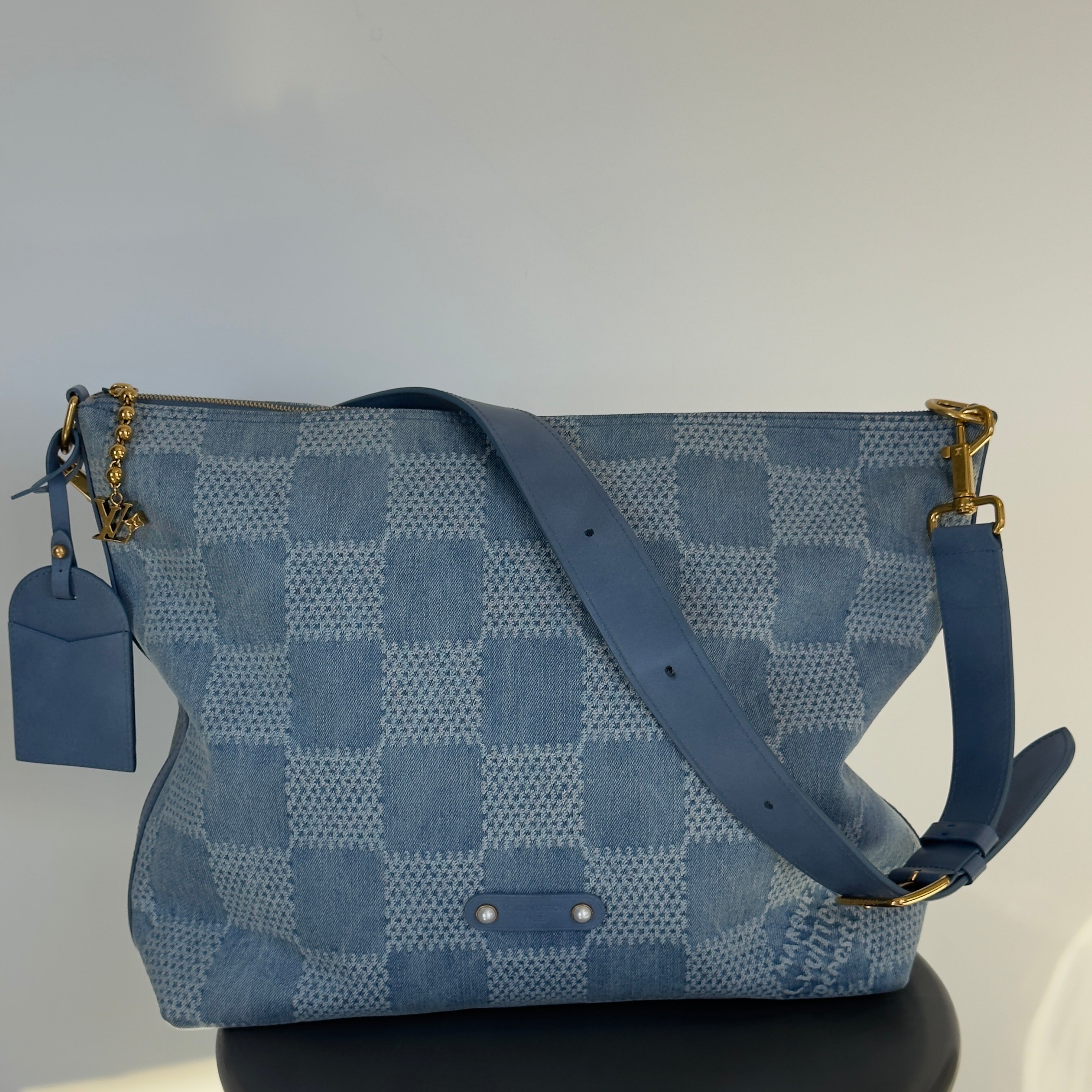 Louis Vuitton Denim Damier Vagabond Hobo Bag - Queen May