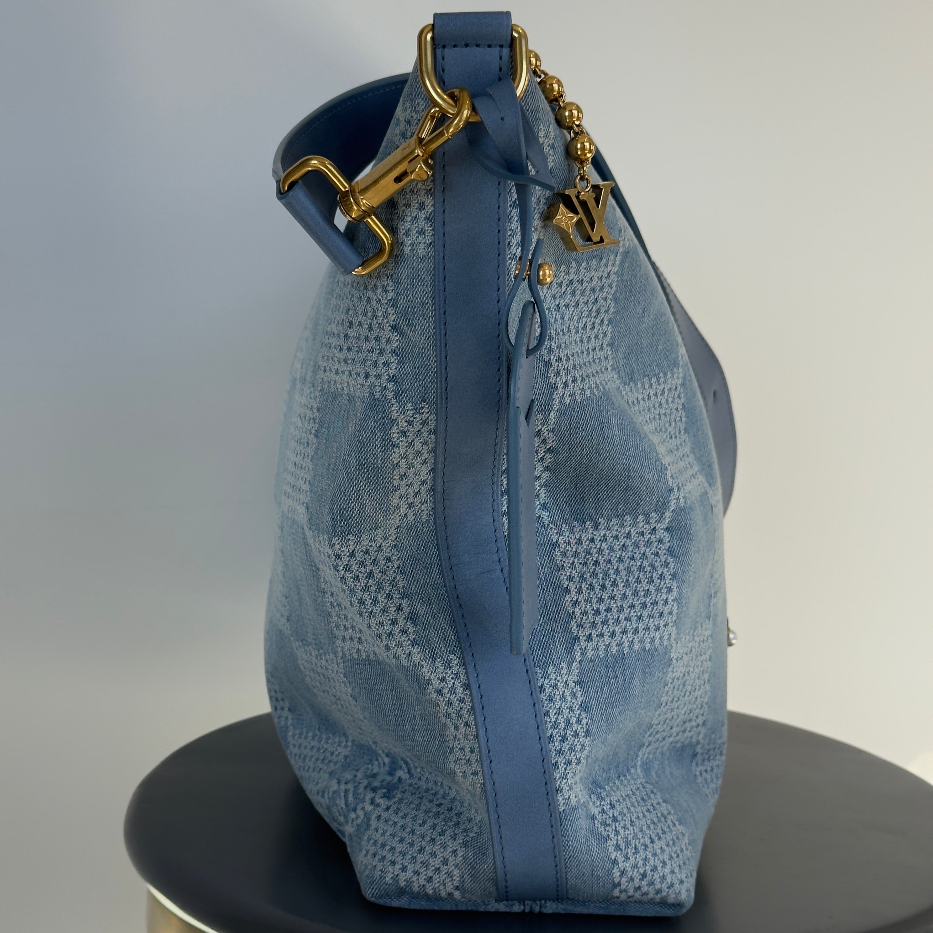 Louis Vuitton Denim Damier Vagabond Hobo Bag - Queen May