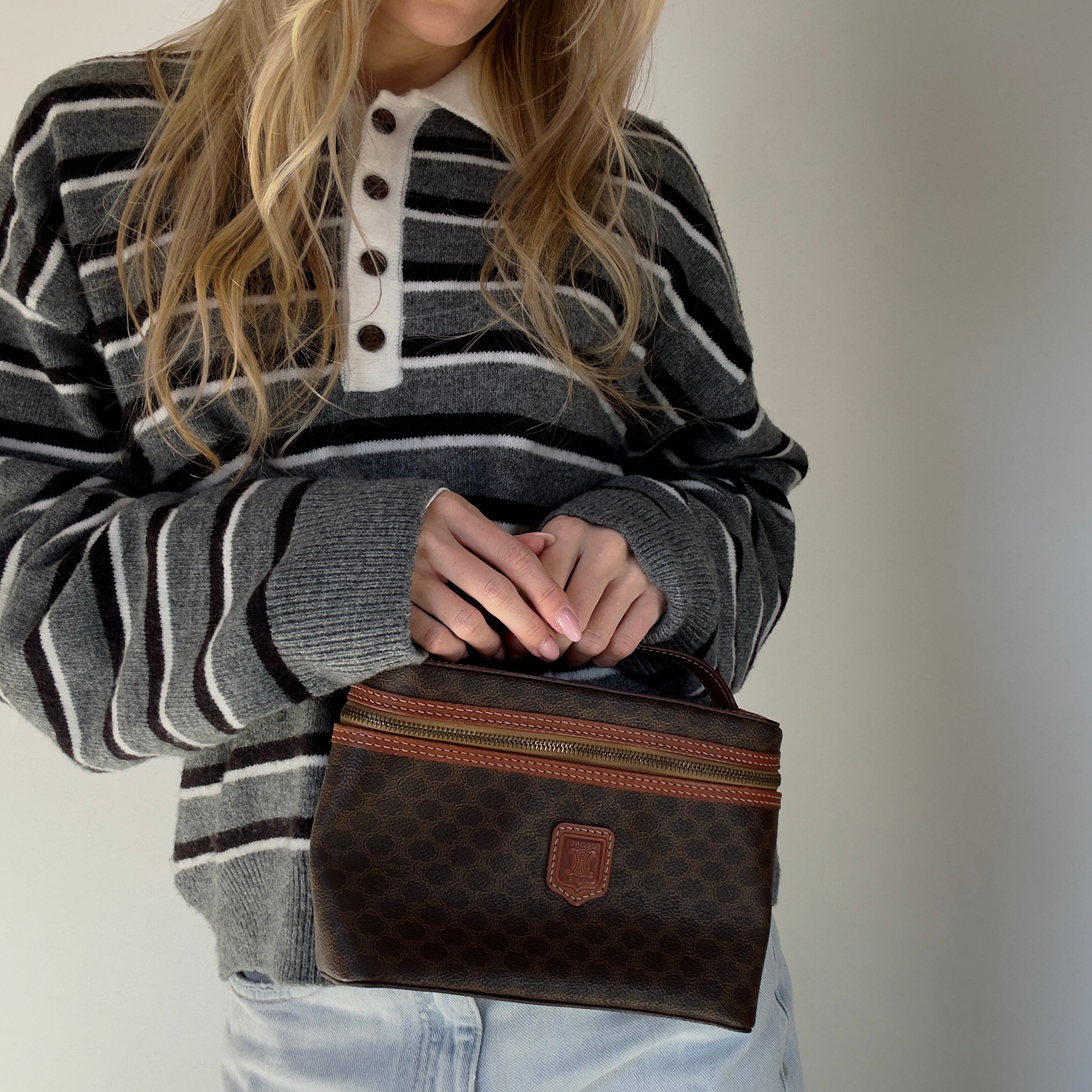 Celine Brown Macadam Vanity Handbag - Queen May