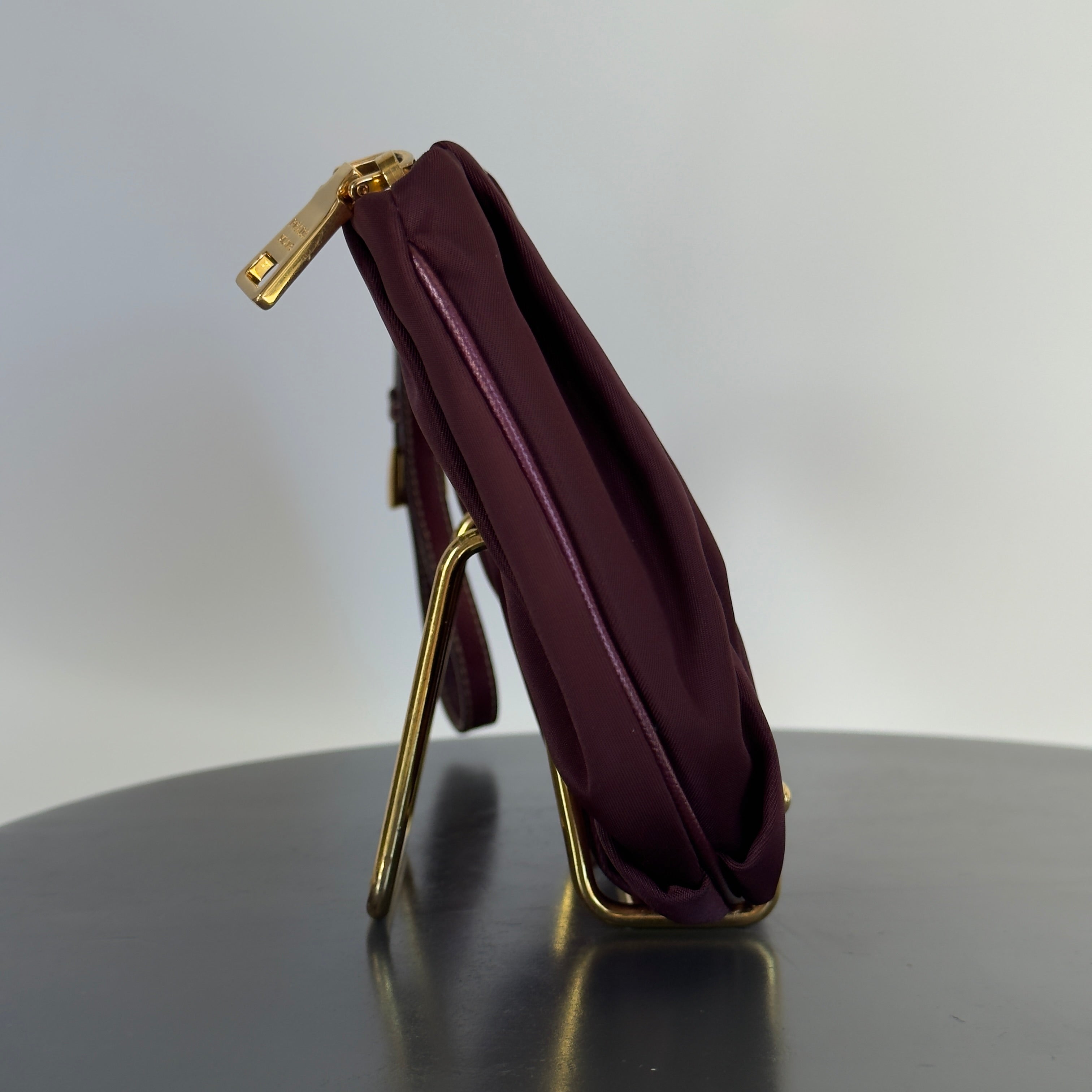Prada Nylon Wristlet Pouch Burgundy - Queen May