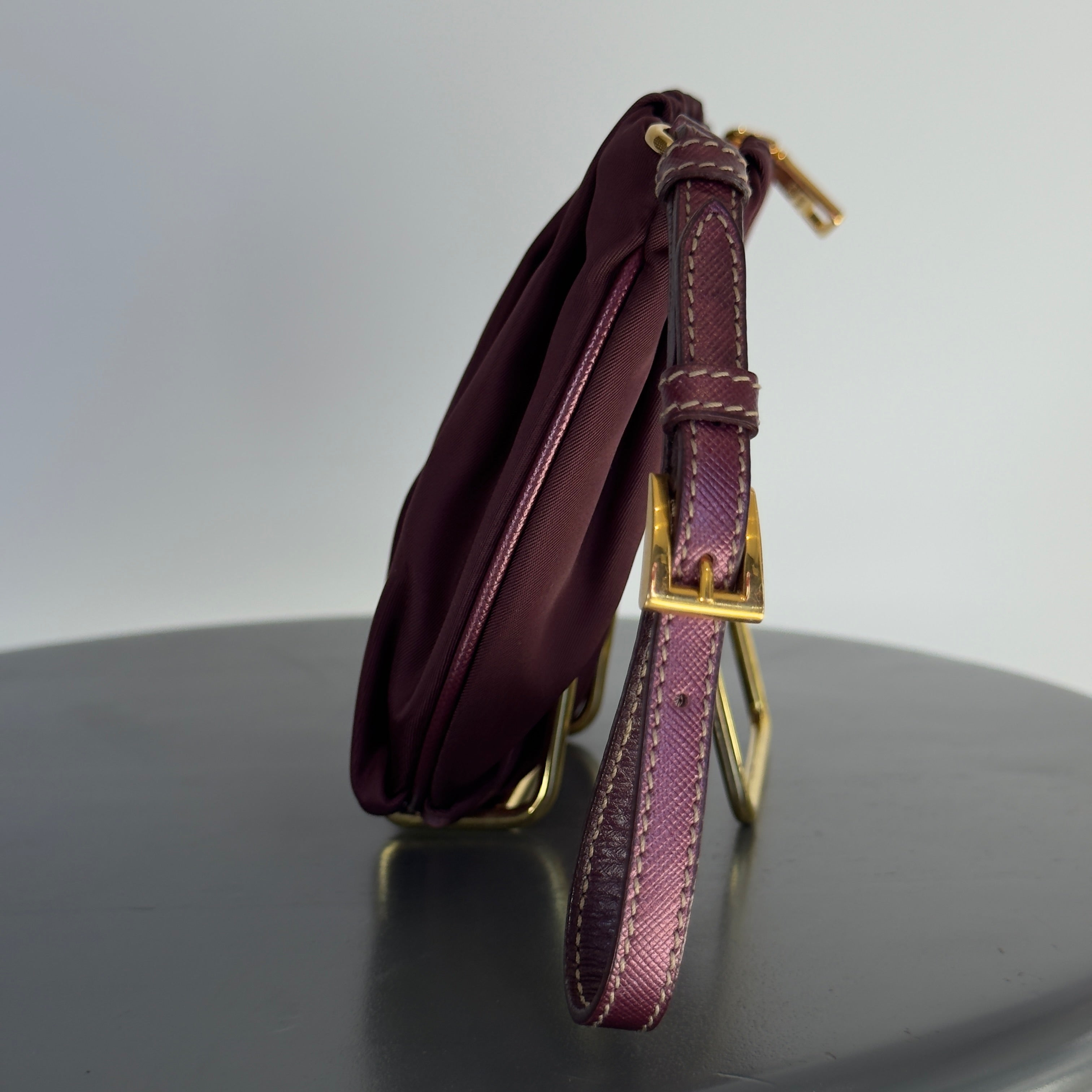 Prada Nylon Wristlet Pouch Burgundy - Queen May