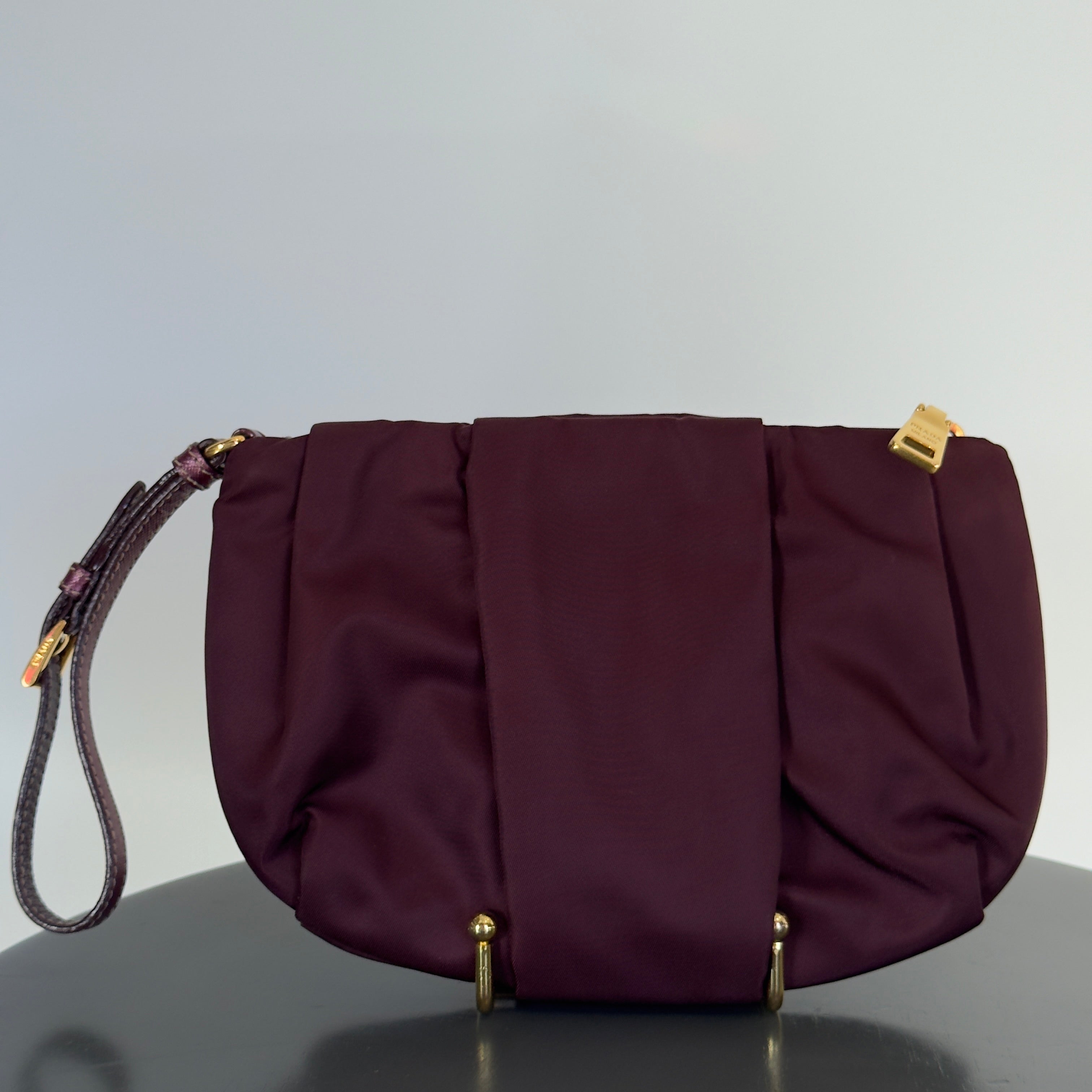 Prada Nylon Wristlet Pouch Burgundy - Queen May