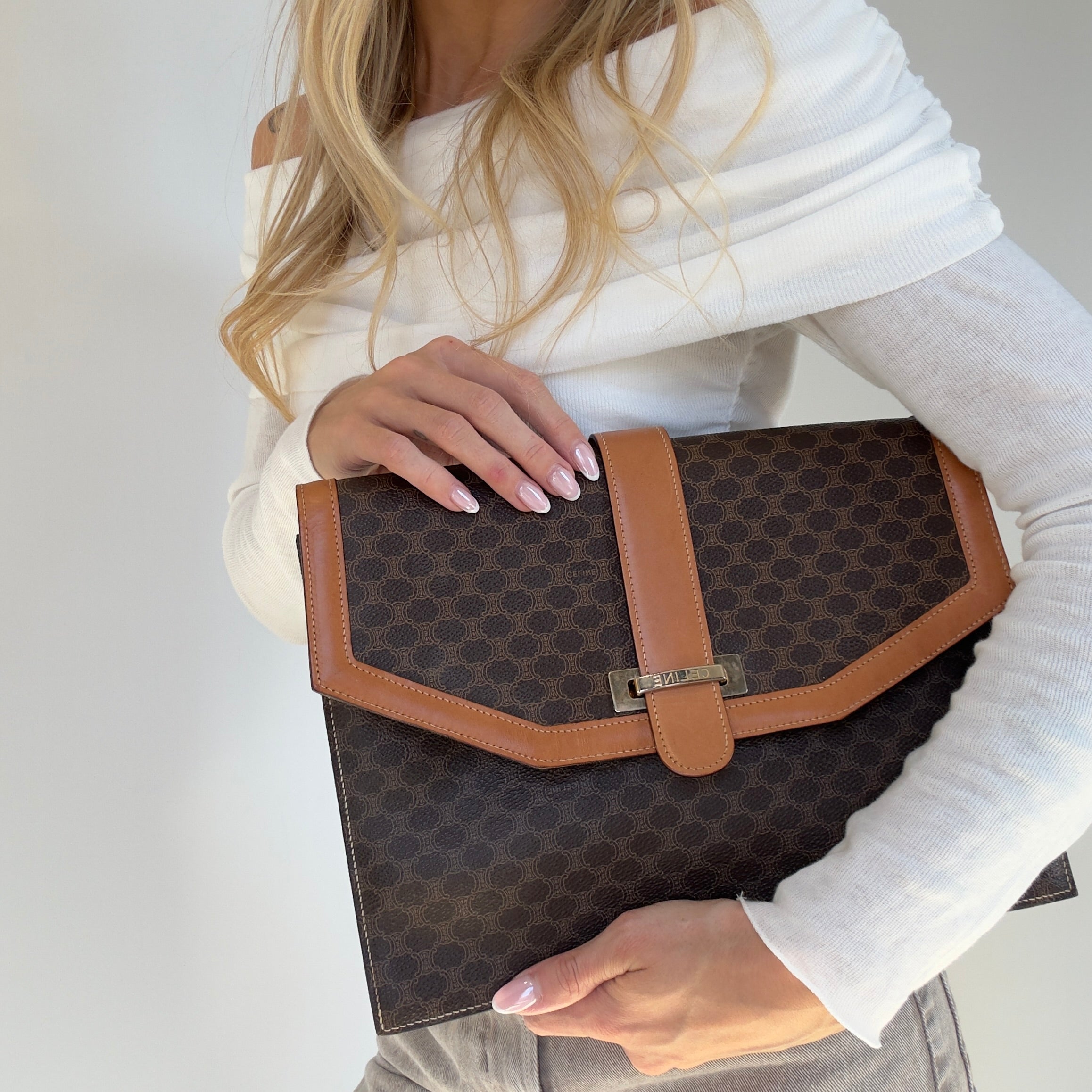 Celine Macadam Triomphe Crossbody Flap Bag - Queen May