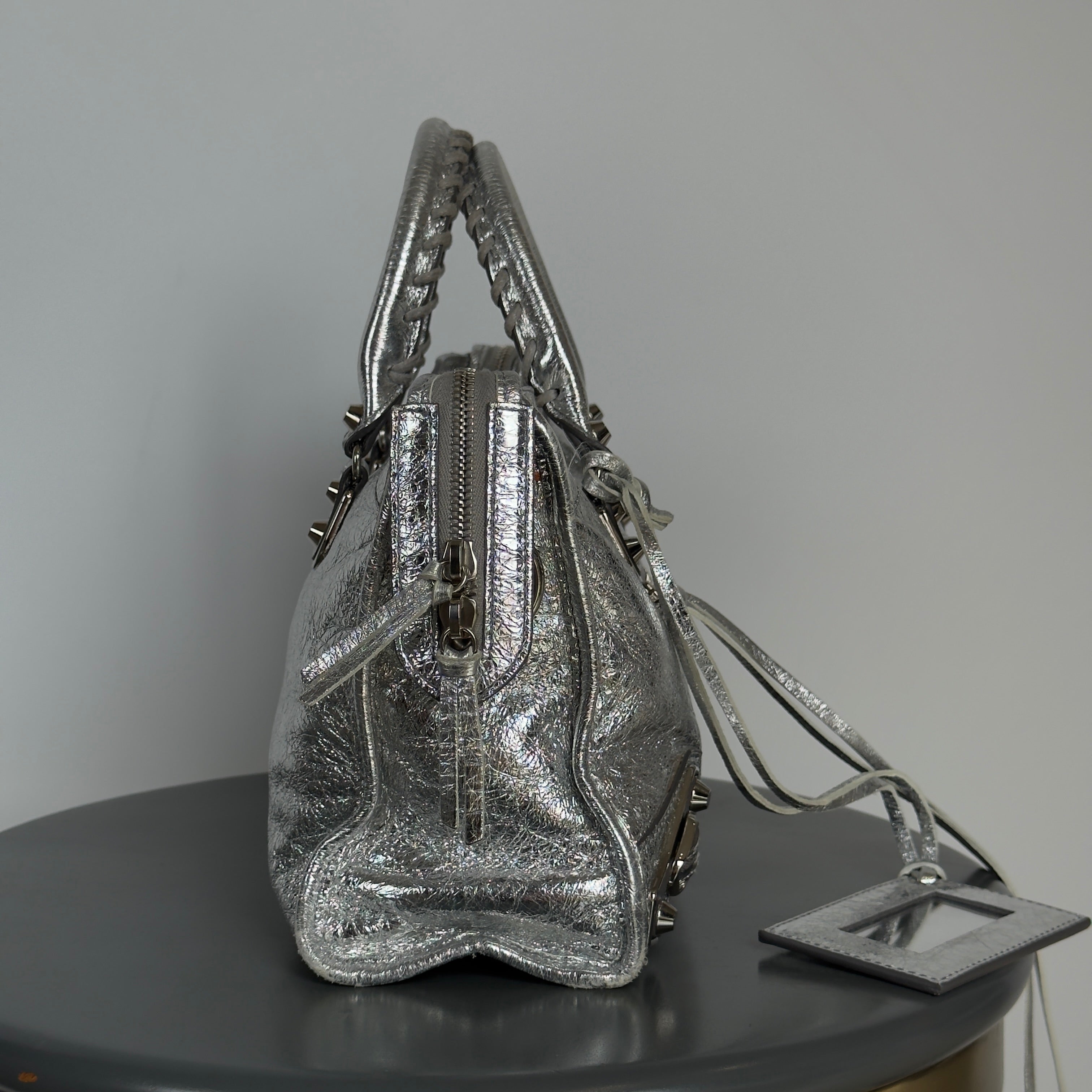 Balenciaga Metallic Silver Edge City Bag (Rare Color) - Queen May