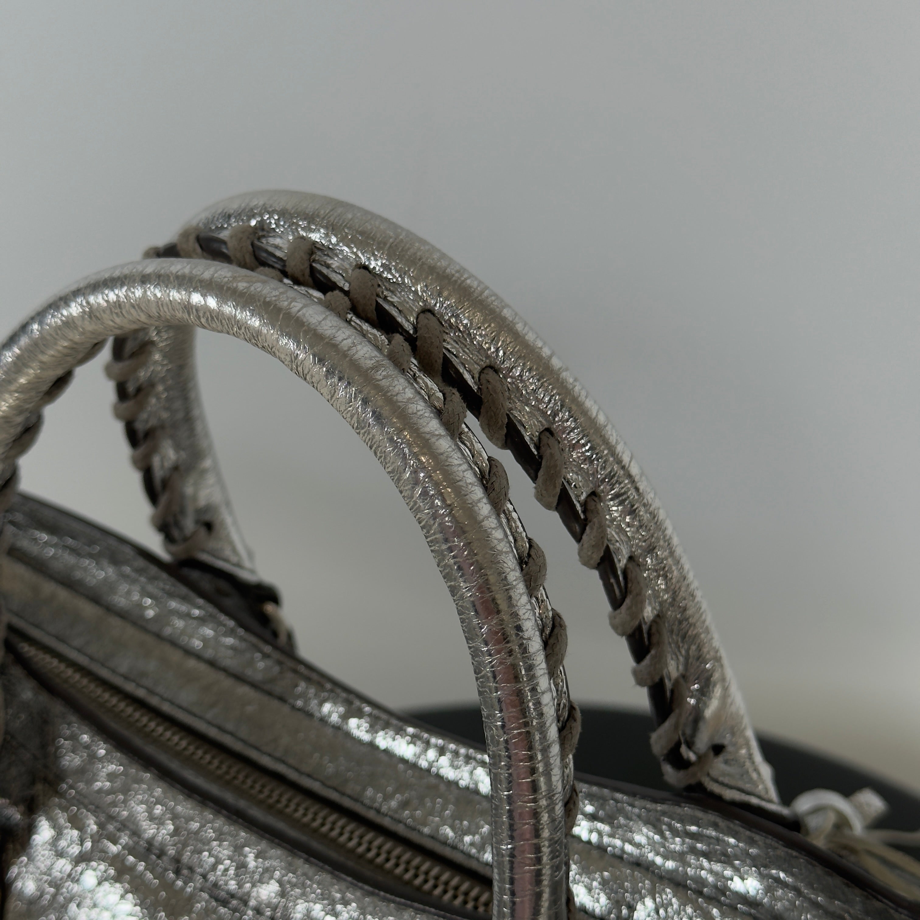 Balenciaga Metallic Silver Edge City Bag (Rare Color) - Queen May