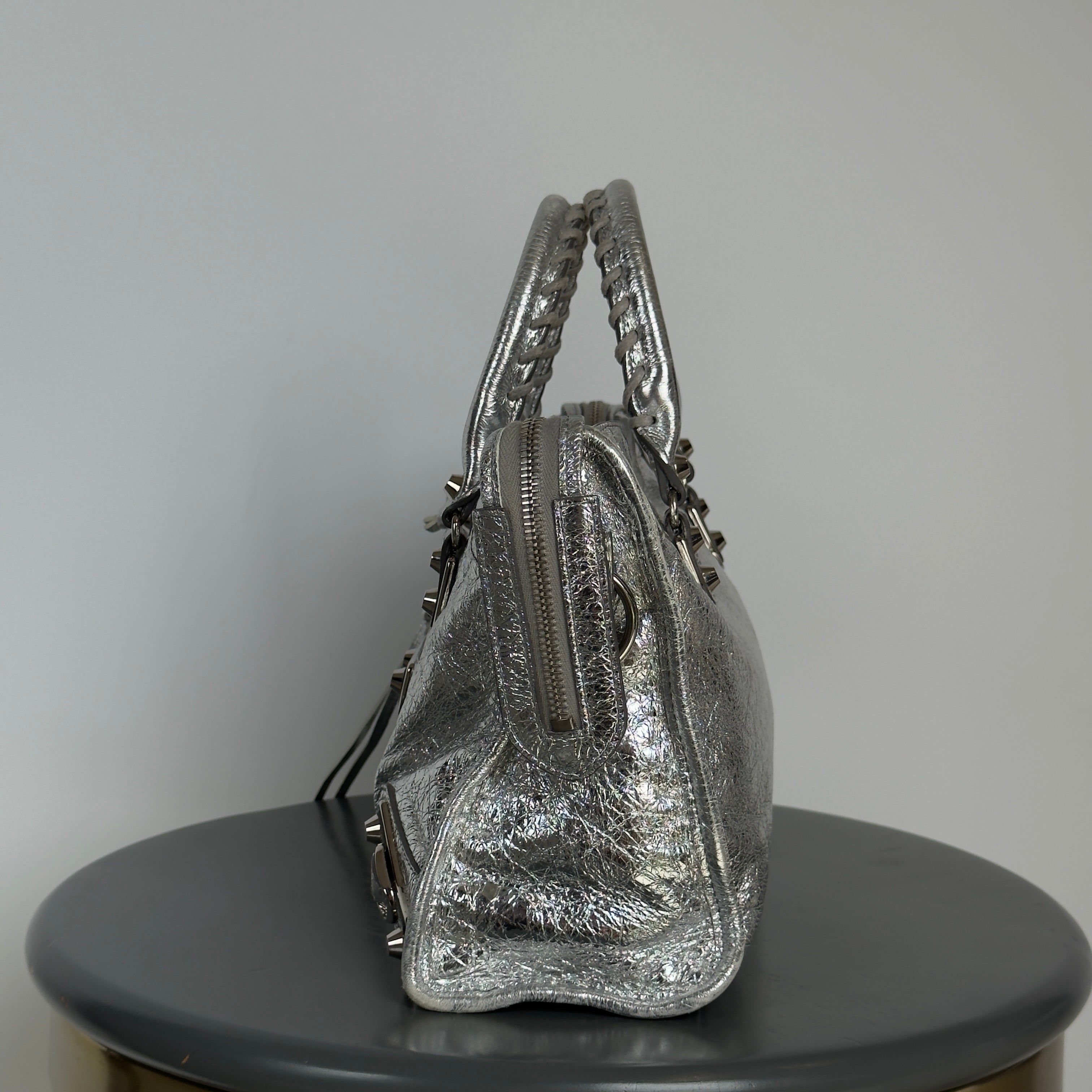 Balenciaga Metallic Silver Edge City Bag (Rare Color) - Queen May