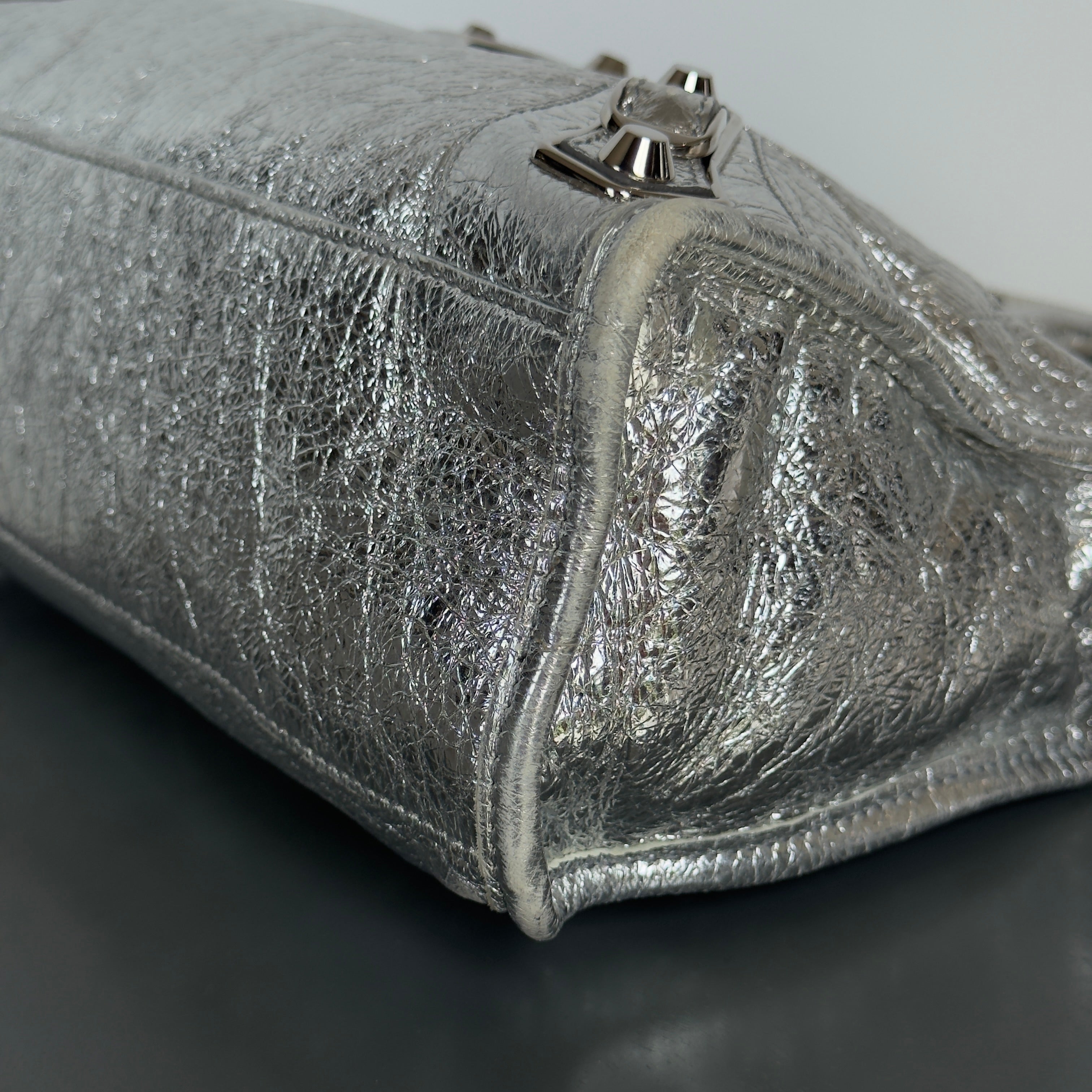 Balenciaga Metallic Silver Edge City Bag (Rare Color) - Queen May