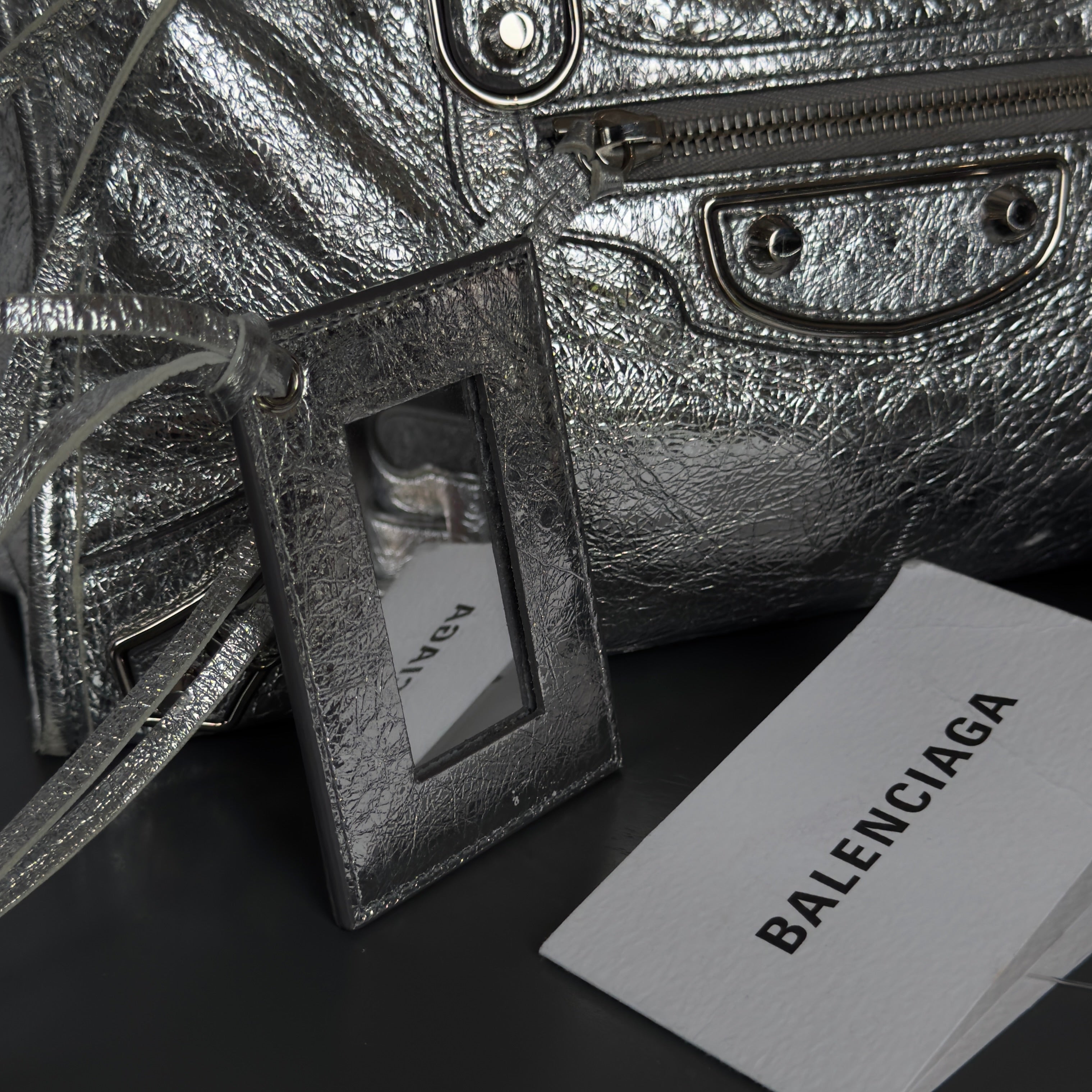 Balenciaga Metallic Silver Edge City Bag (Rare Color) - Queen May