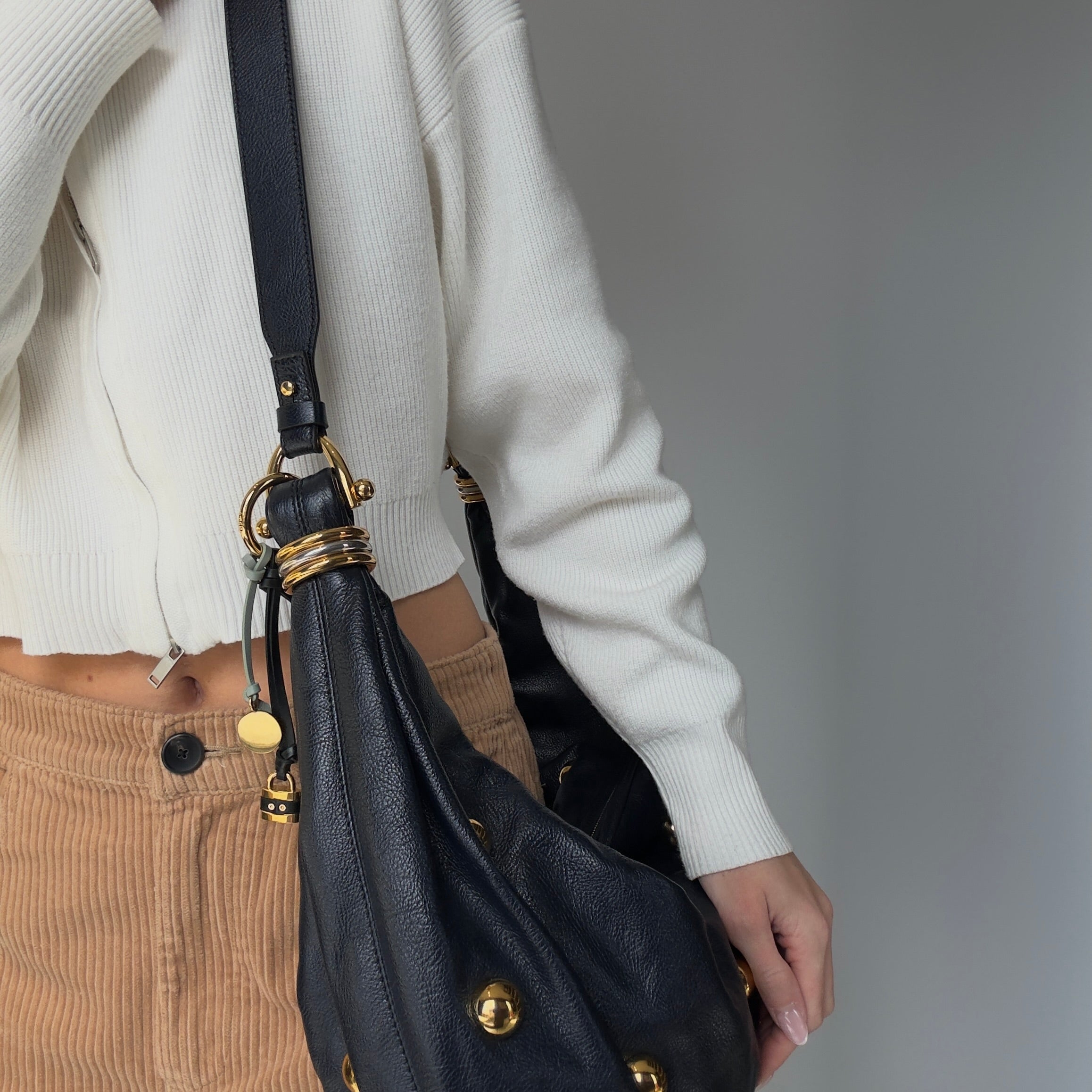 Chloe Large Navy Bracelet Stud Hobo Bag - Queen May