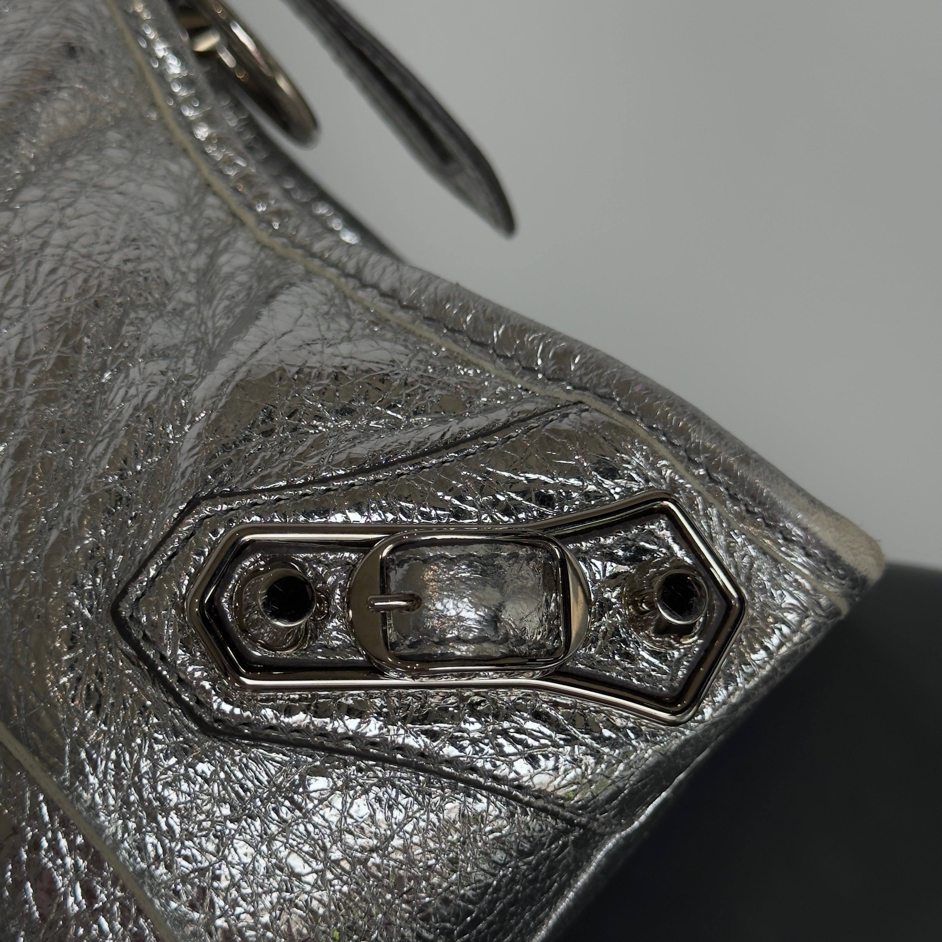 Balenciaga Metallic Silver Edge City Bag (Rare Color) - Queen May