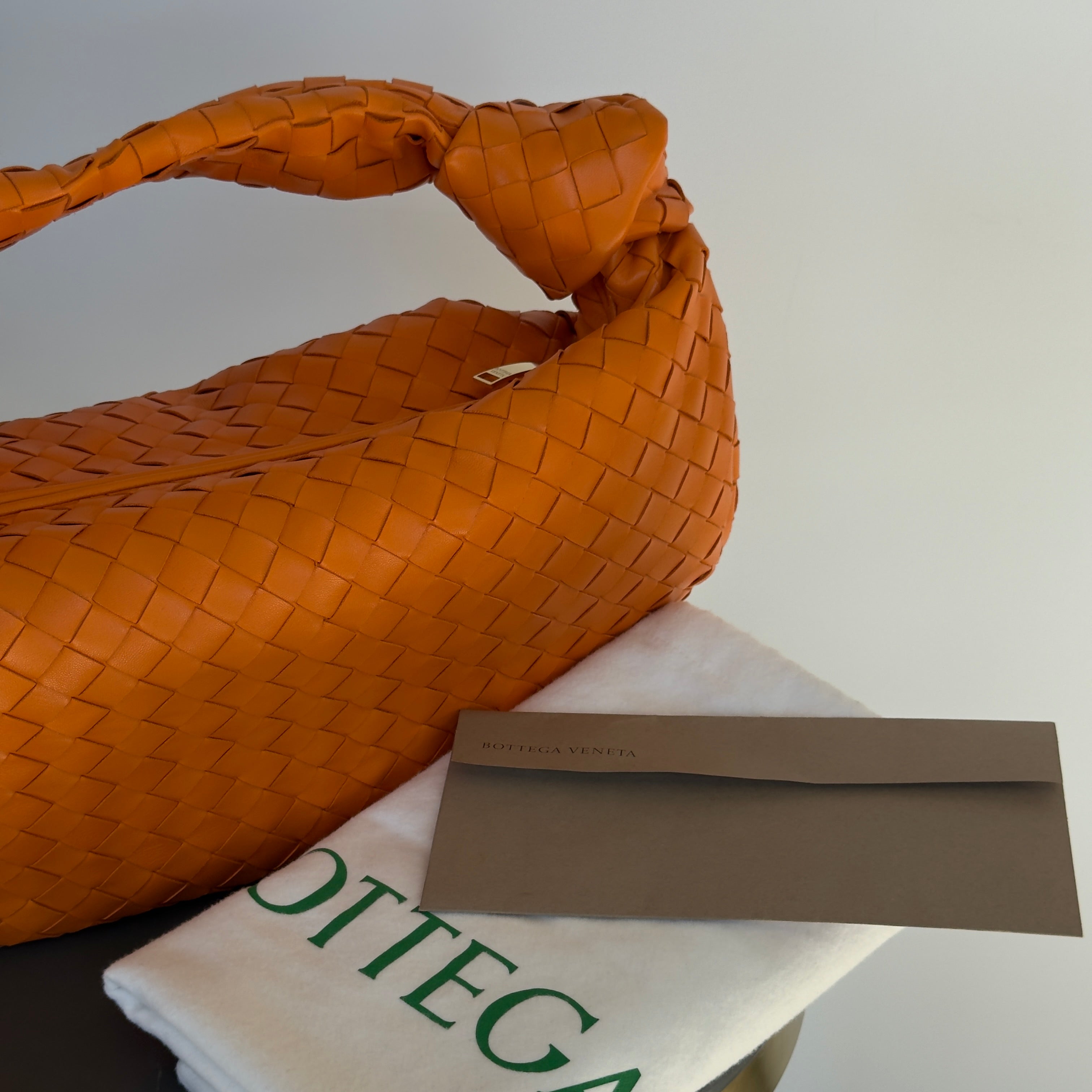 Bottega Veneta Orange Jodie Intrecciato Leather Handbag - Queen May