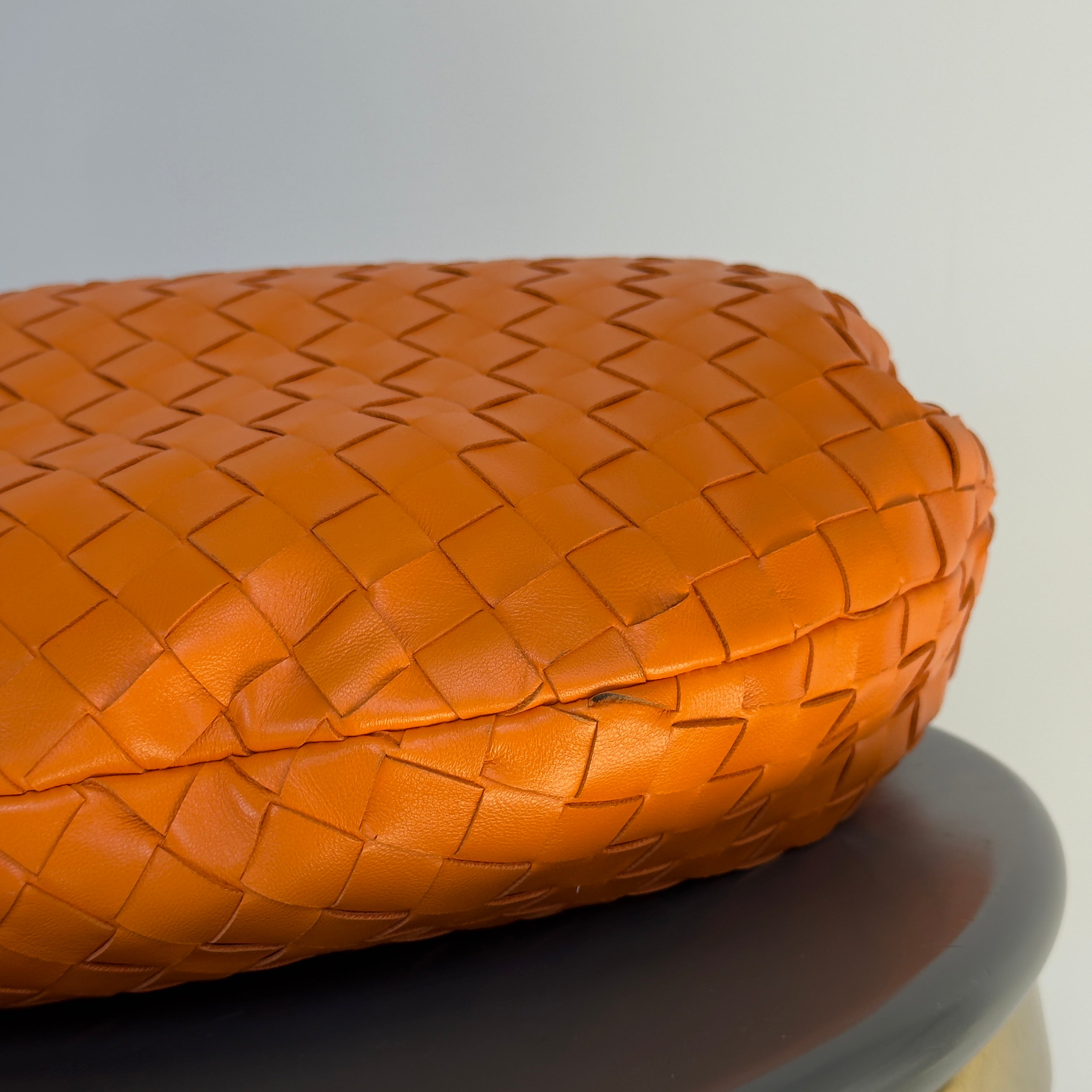 Bottega Veneta Orange Jodie Intrecciato Leather Handbag - Queen May
