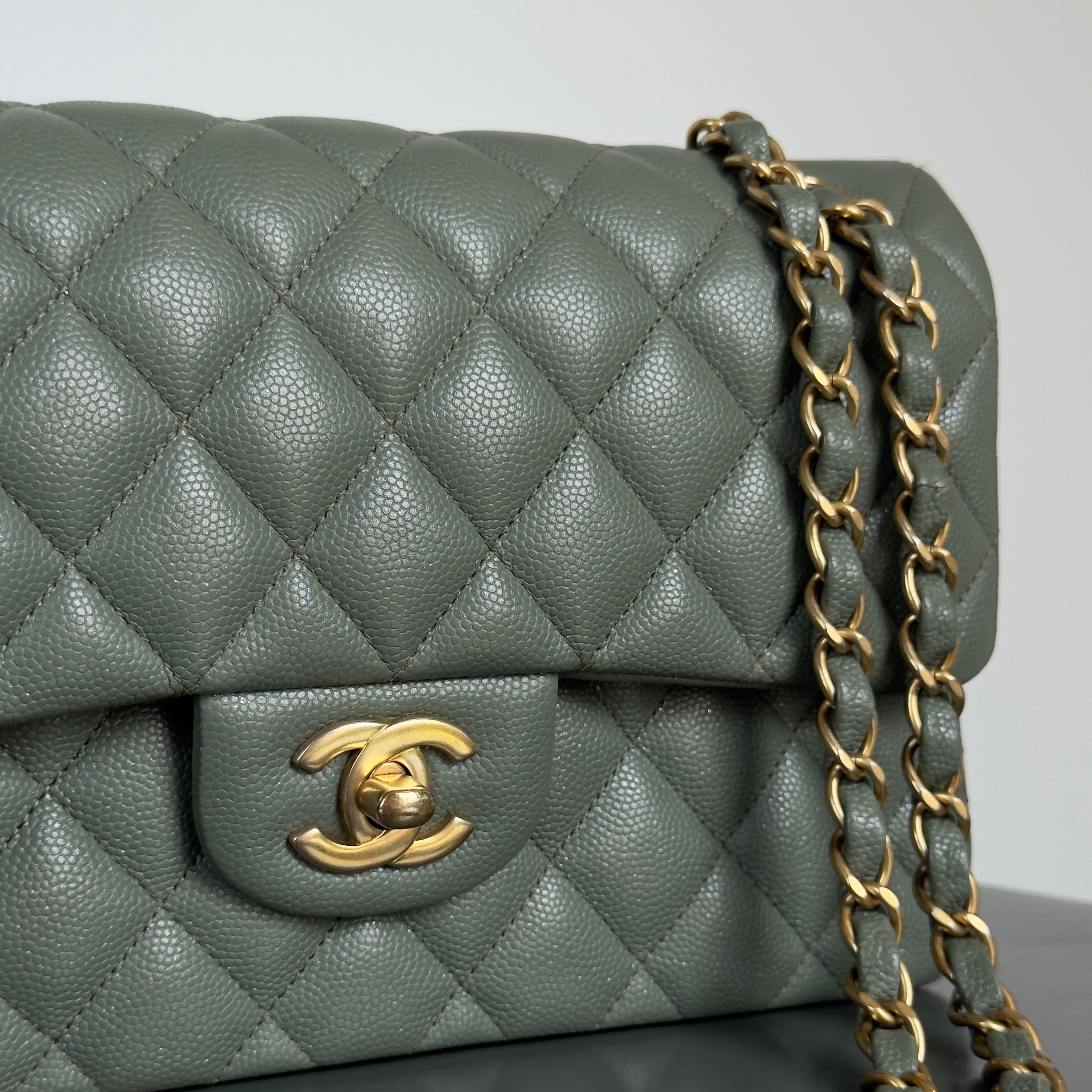 Chanel Classic Small Double Flap Iridescent Green 18C Caviar - Queen May