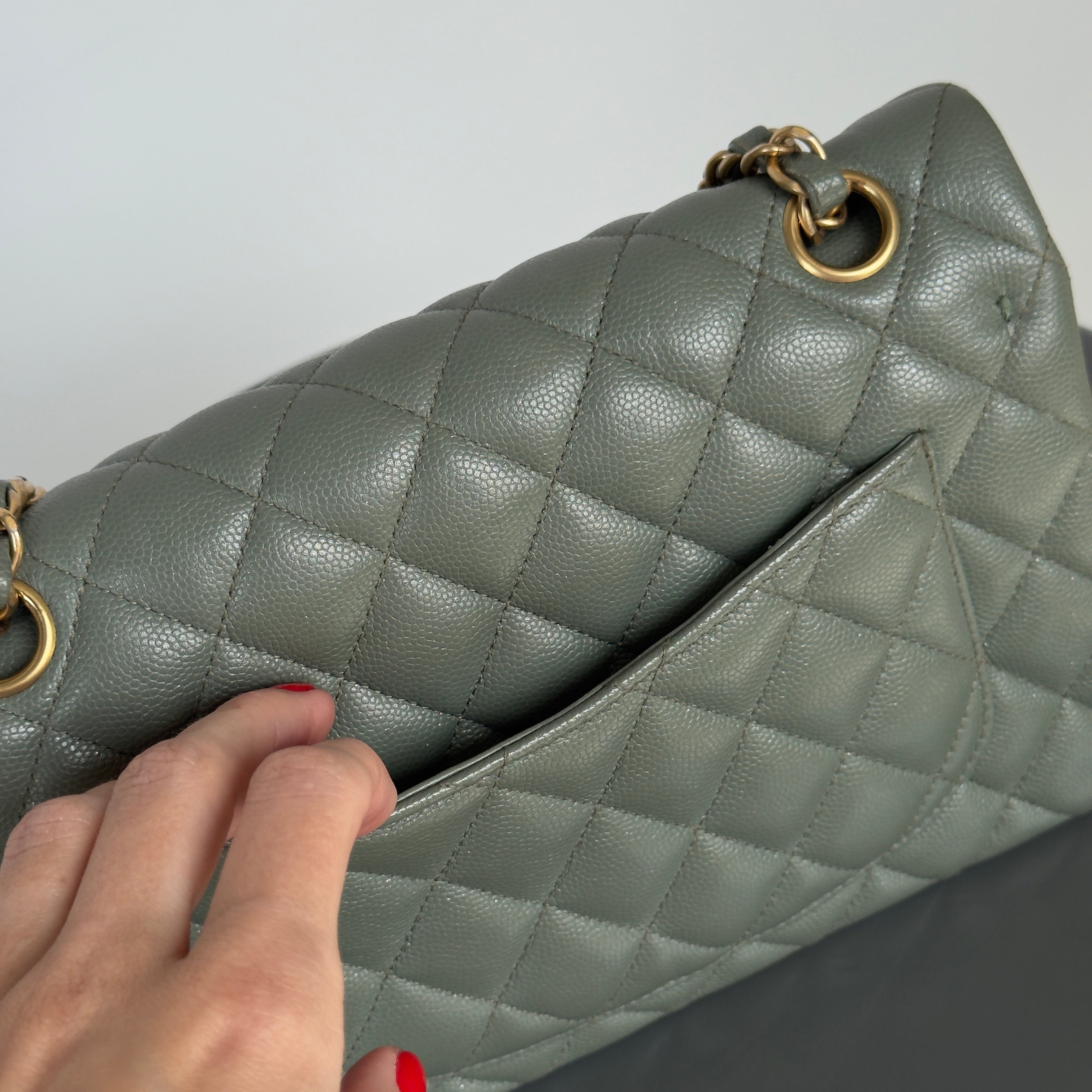 Chanel Classic Small Double Flap Iridescent Green 18C Caviar - Queen May