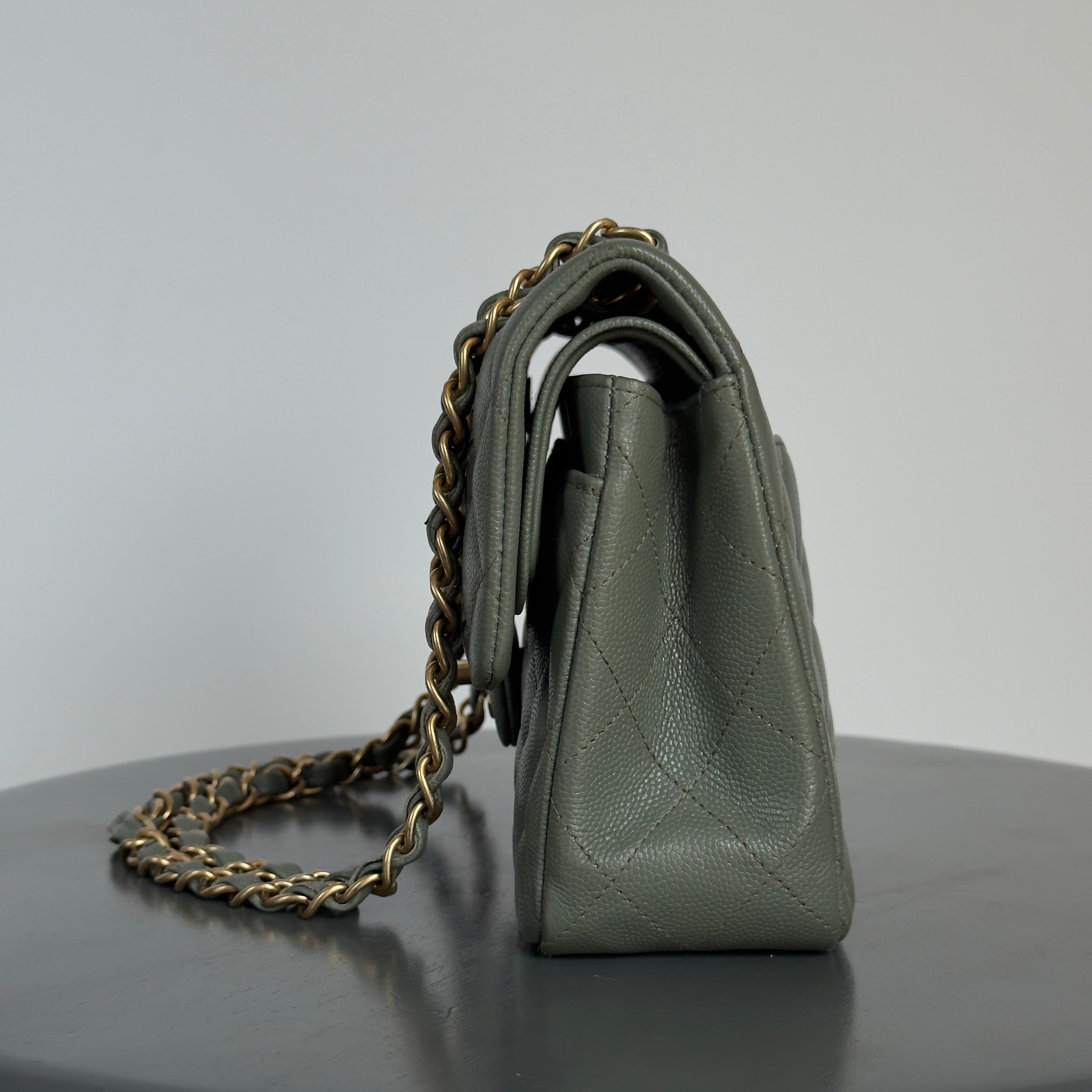 Chanel Classic Small Double Flap Iridescent Green 18C Caviar - Queen May