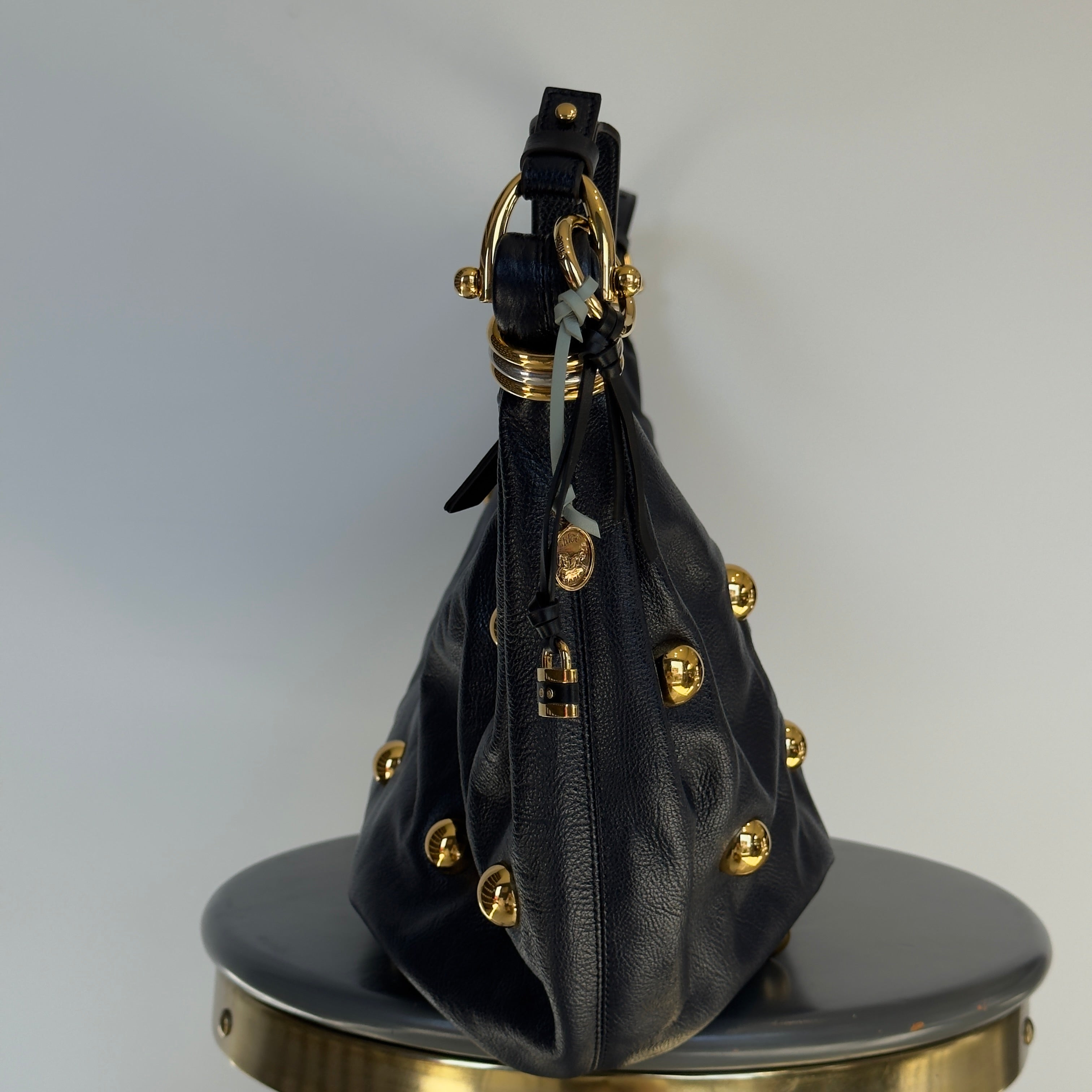Chloe Large Navy Bracelet Stud Hobo Bag - Queen May