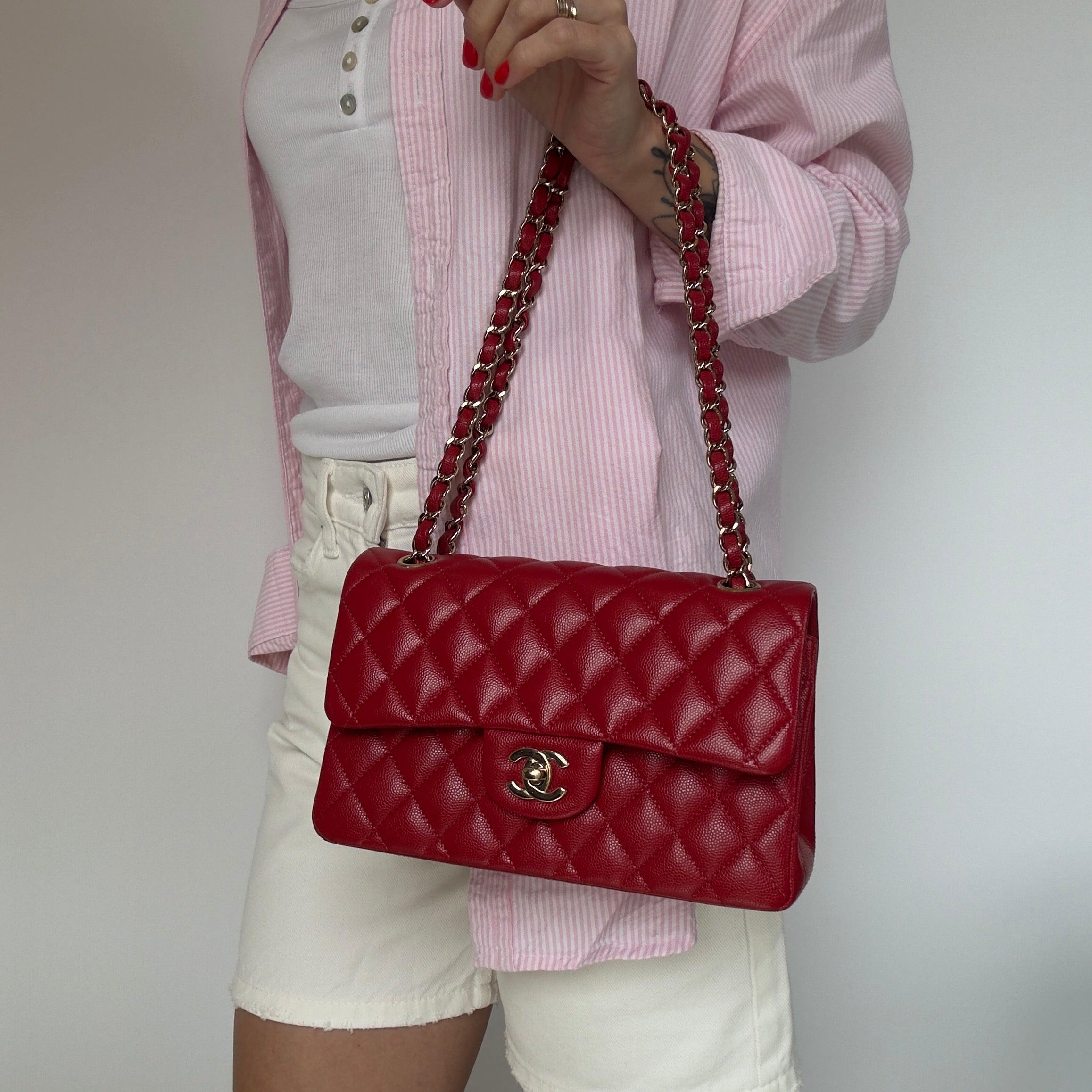Chanel Caviar Red Small Double Flap - Queen May