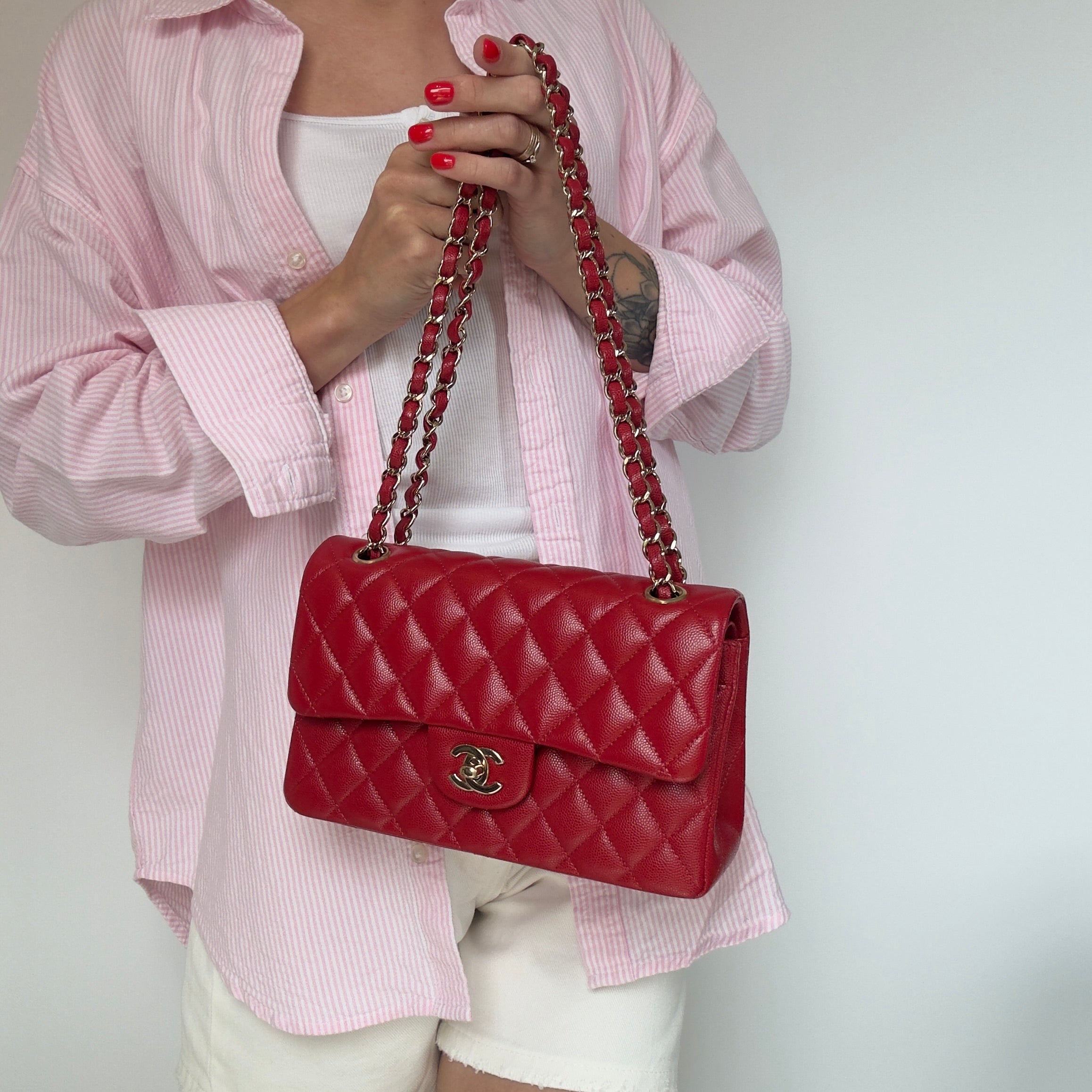 Chanel Caviar Red Small Double Flap - Queen May