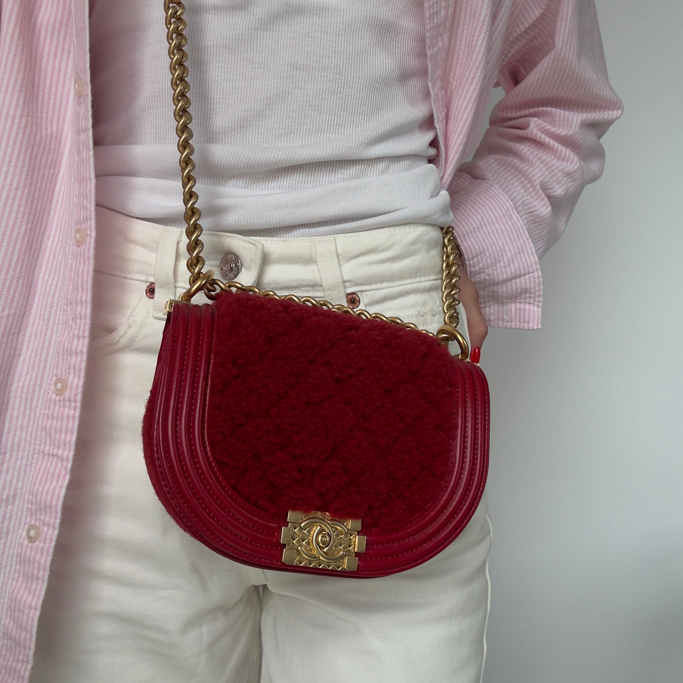 Chanel 2022-2023 Boy Shearling Messenger Bag - Queen May