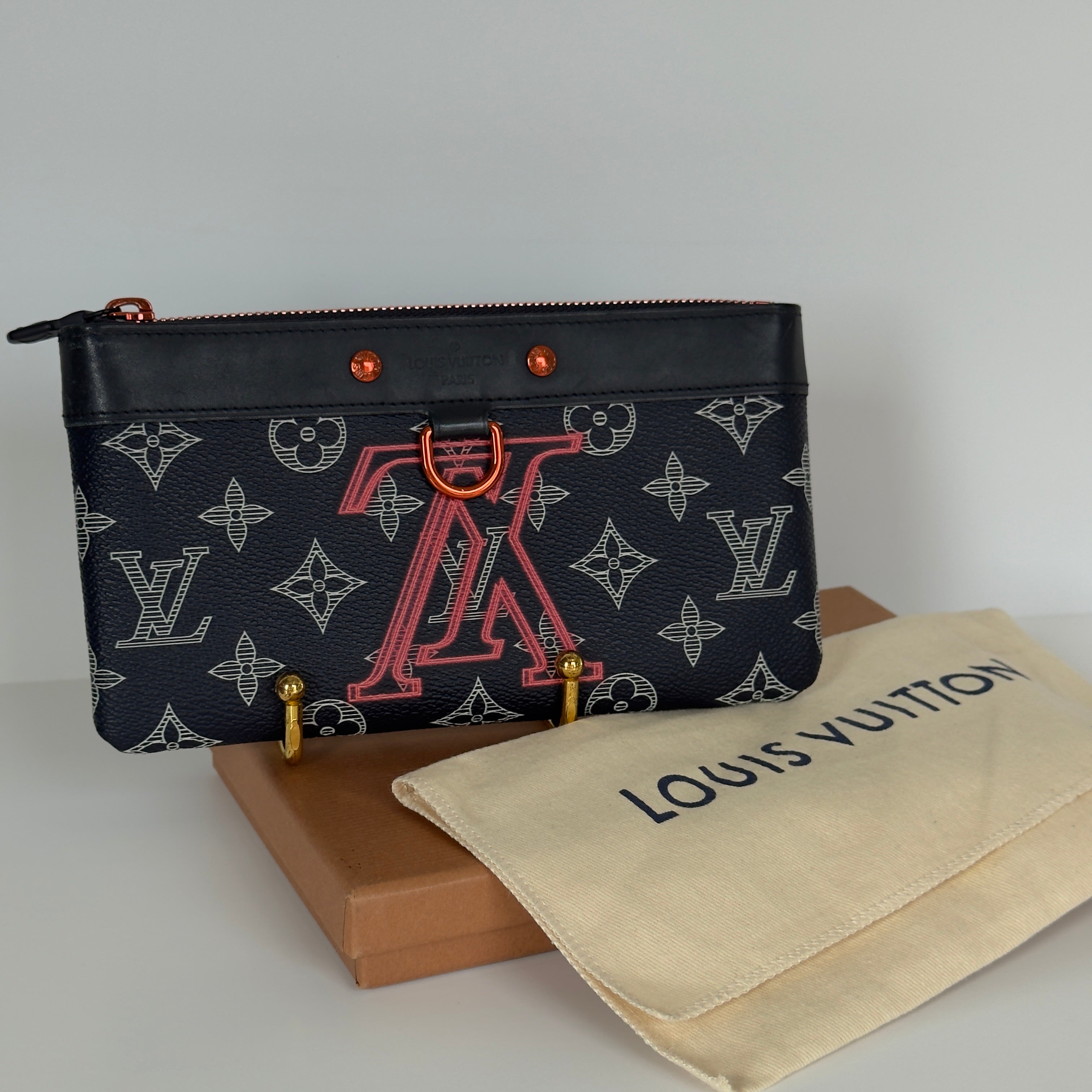 Louis Vuitton Upside Down Monogram Pochette Navy - Queen May