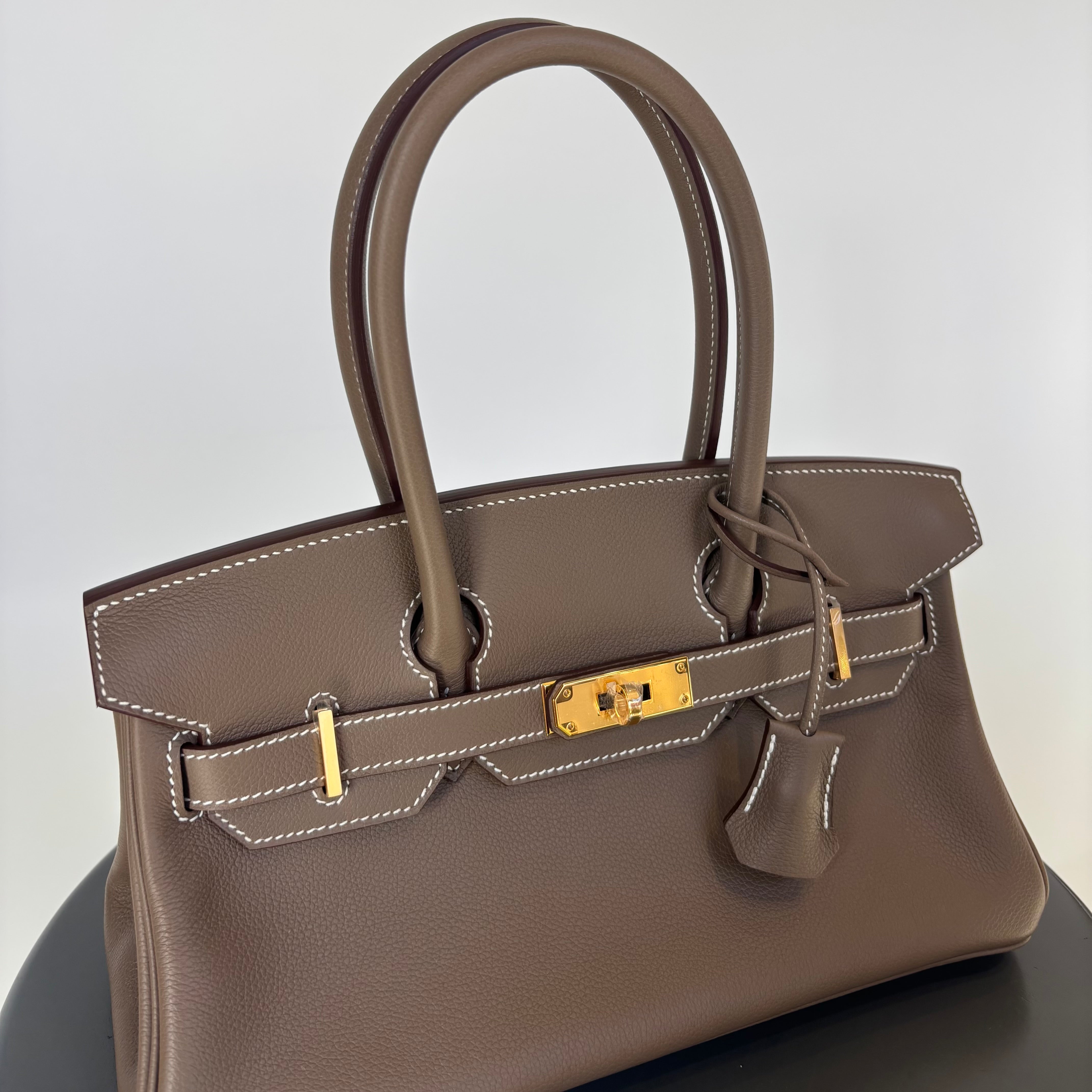 Hermes Evercolor Shoulder Birkin Light 29 Etoupe / Gold Hardware - Queen May