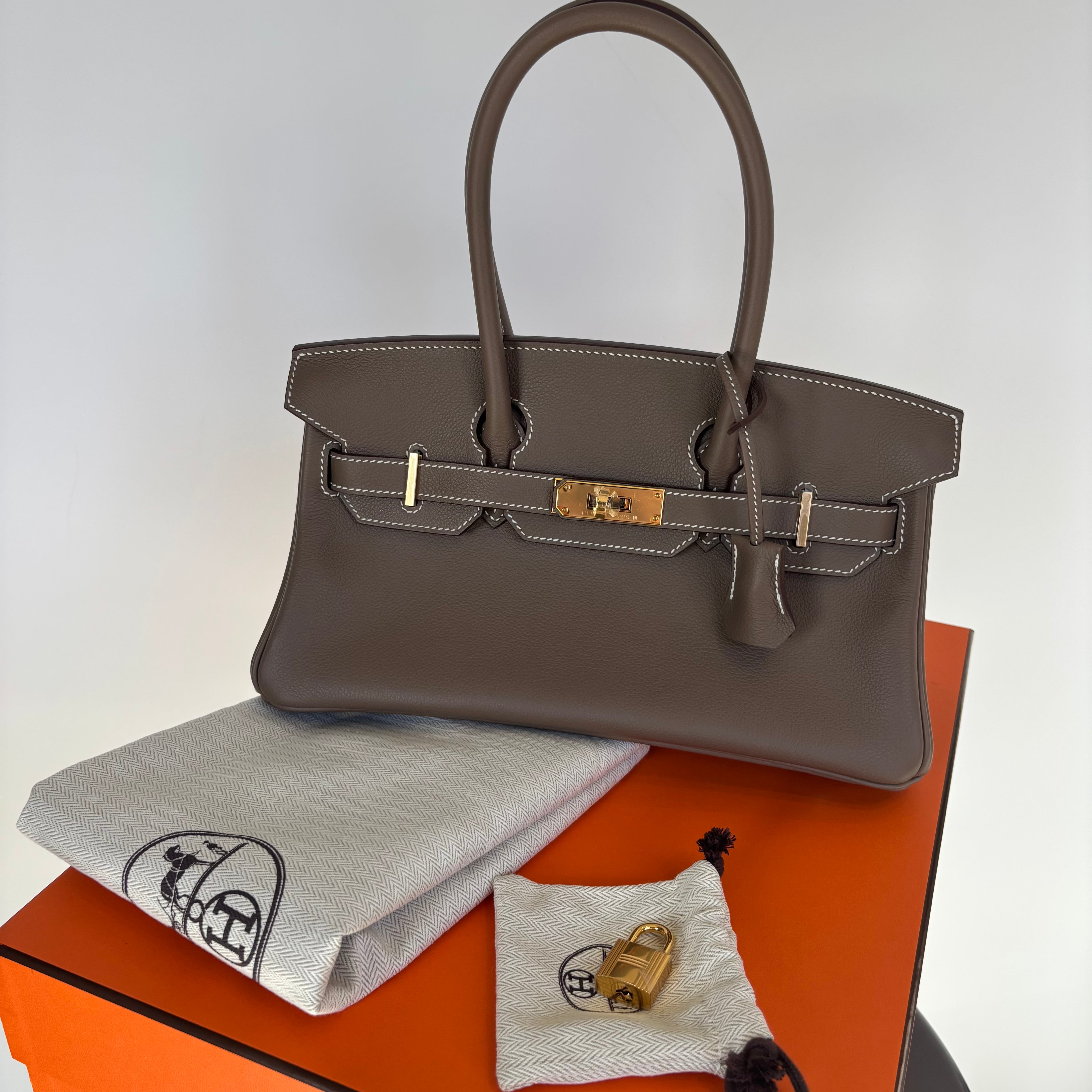 Hermes Evercolor Shoulder Birkin Light 29 Etoupe / Gold Hardware - Queen May