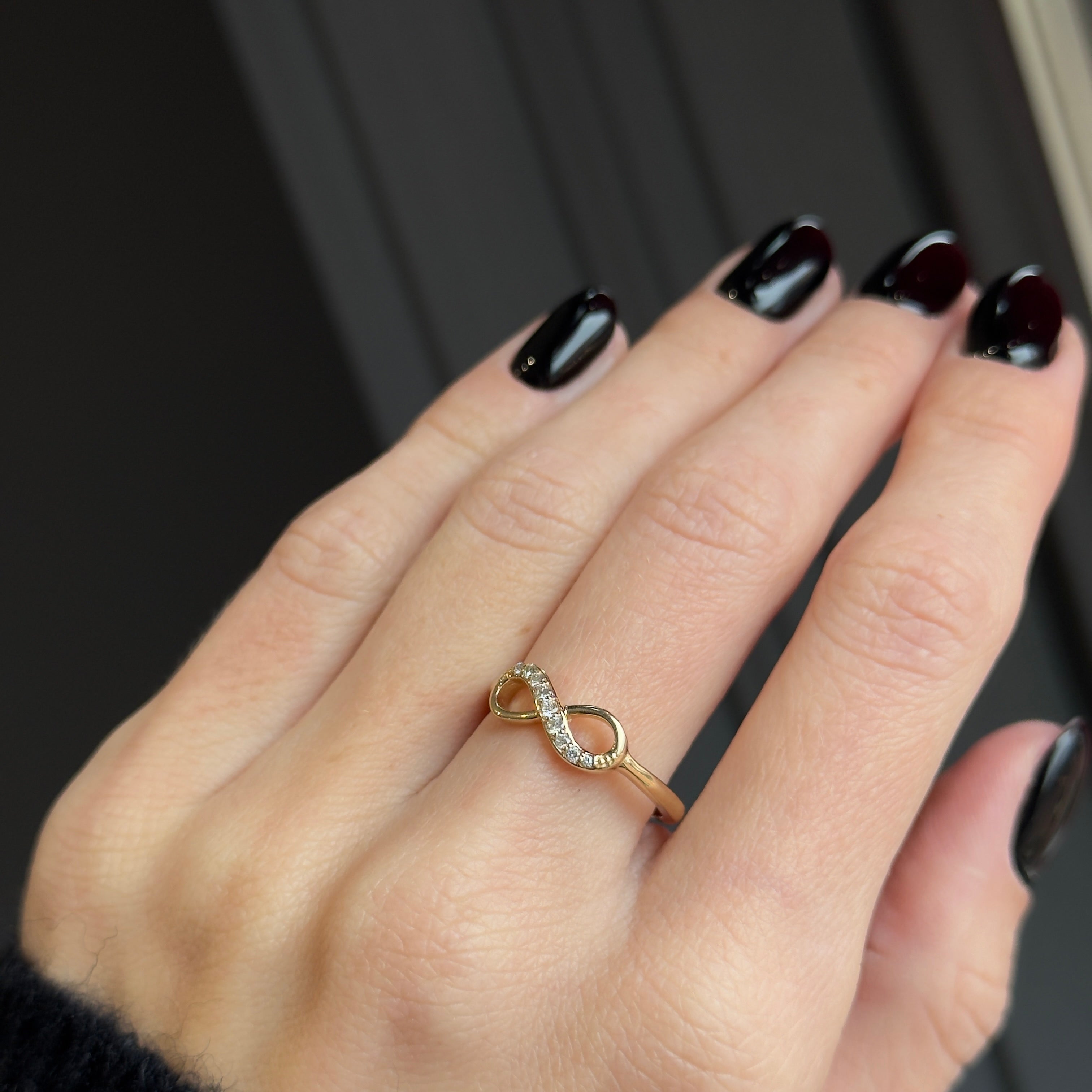 14K Yellow Gold Diamond Infinity Ring - Queen May