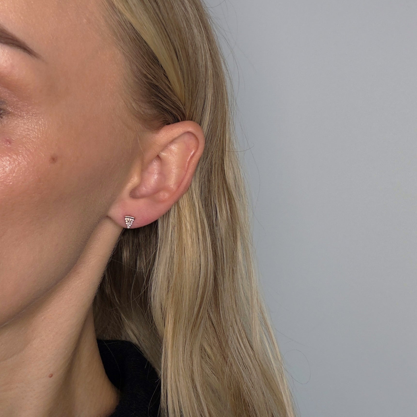 14K Yellow Gold Diamond Mini Pizza Slice Stud Earrings - Queen May