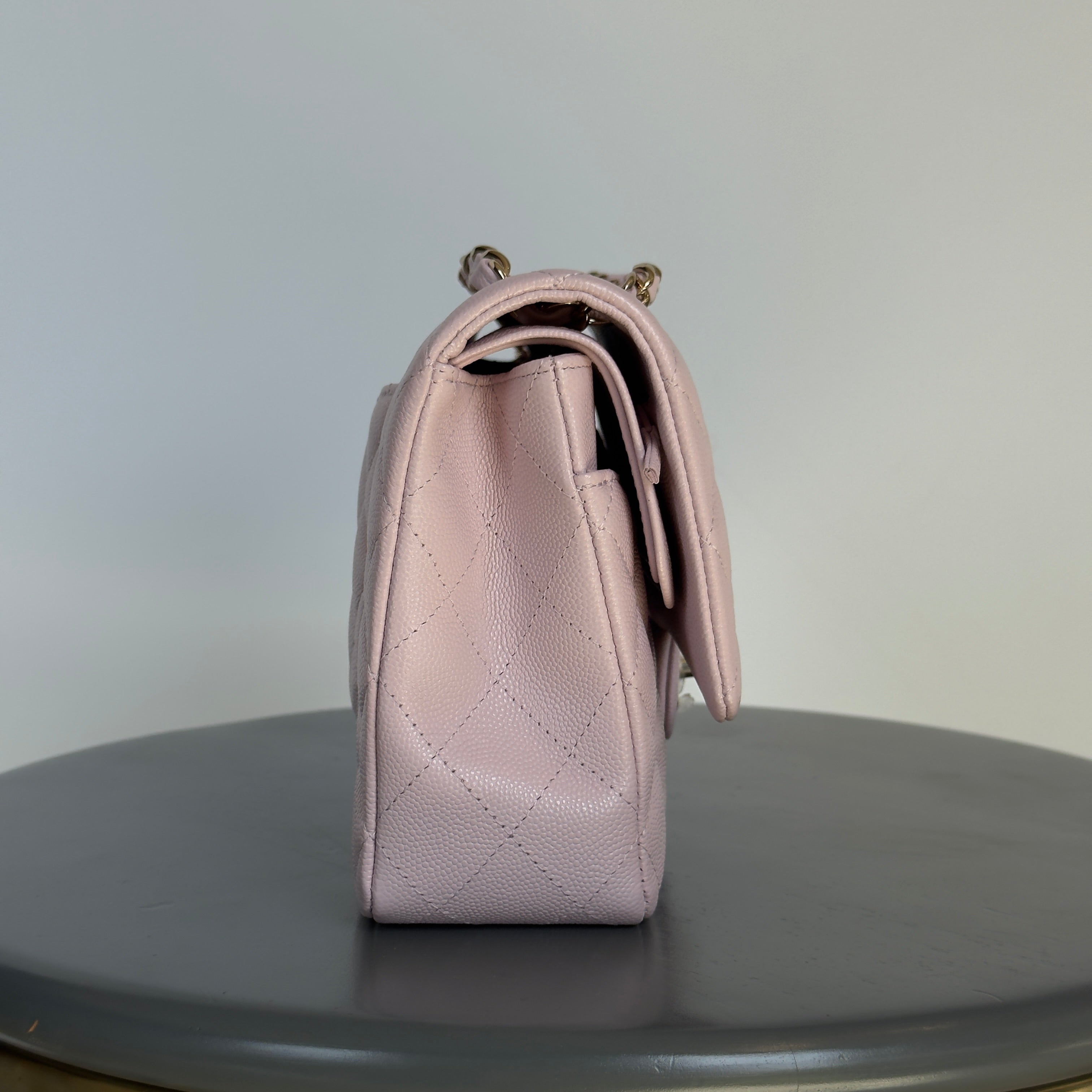 Chanel Medium Caviar Double Flap 21C Rose Claire With Light Gold Hardware - Queen May