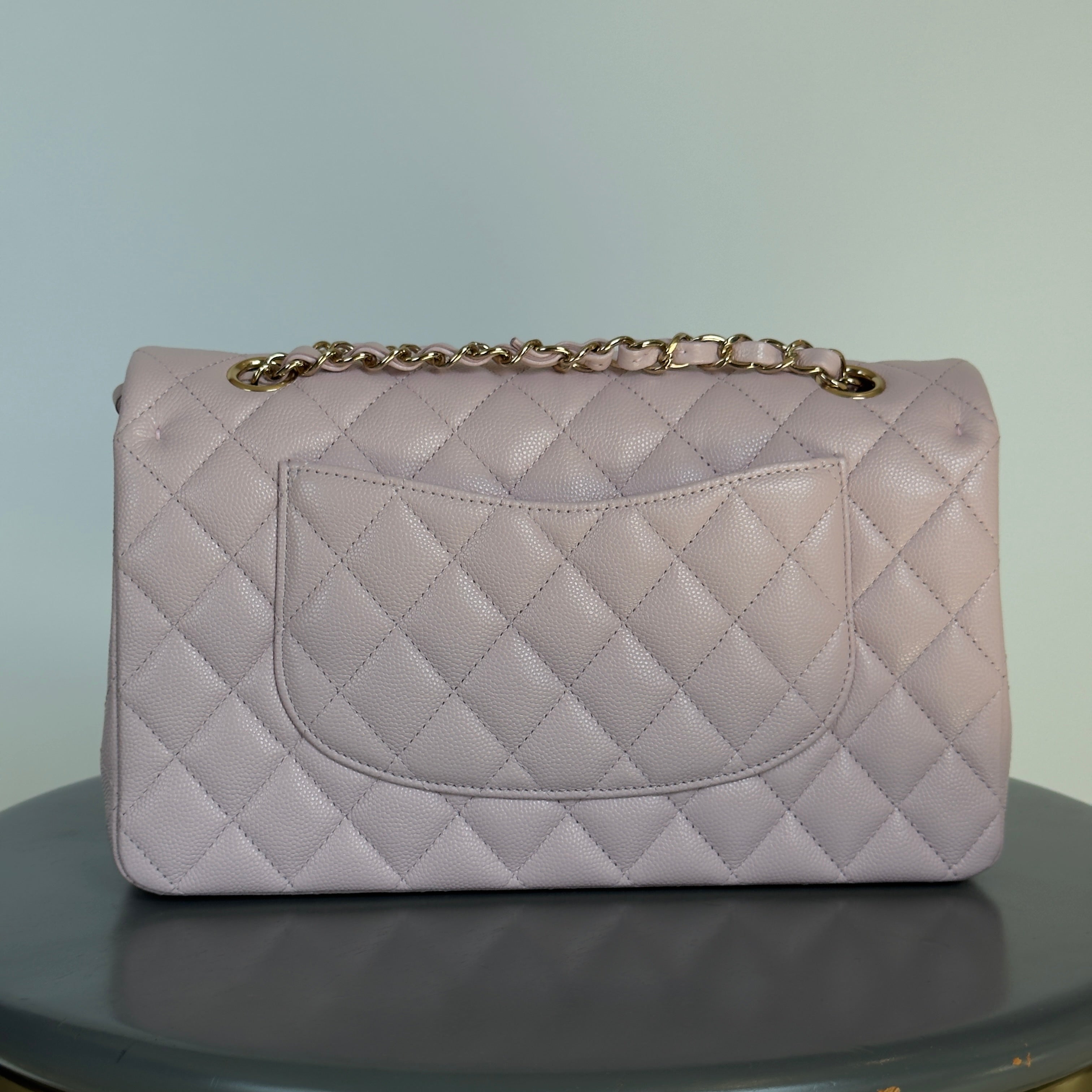 Chanel Medium Caviar Double Flap 21C Rose Claire With Light Gold Hardware - Queen May
