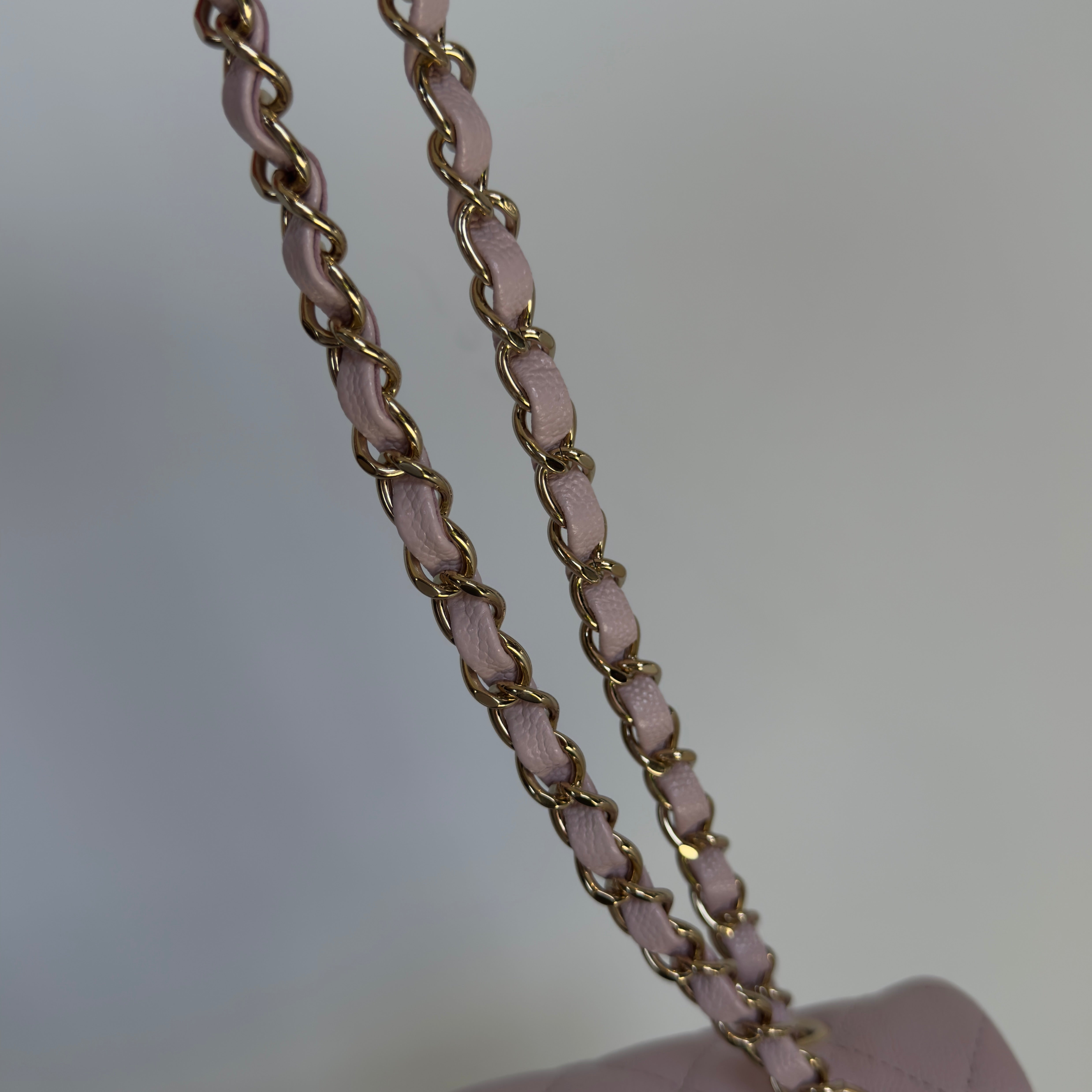 Chanel Medium Caviar Double Flap 21C Rose Claire With Light Gold Hardware - Queen May