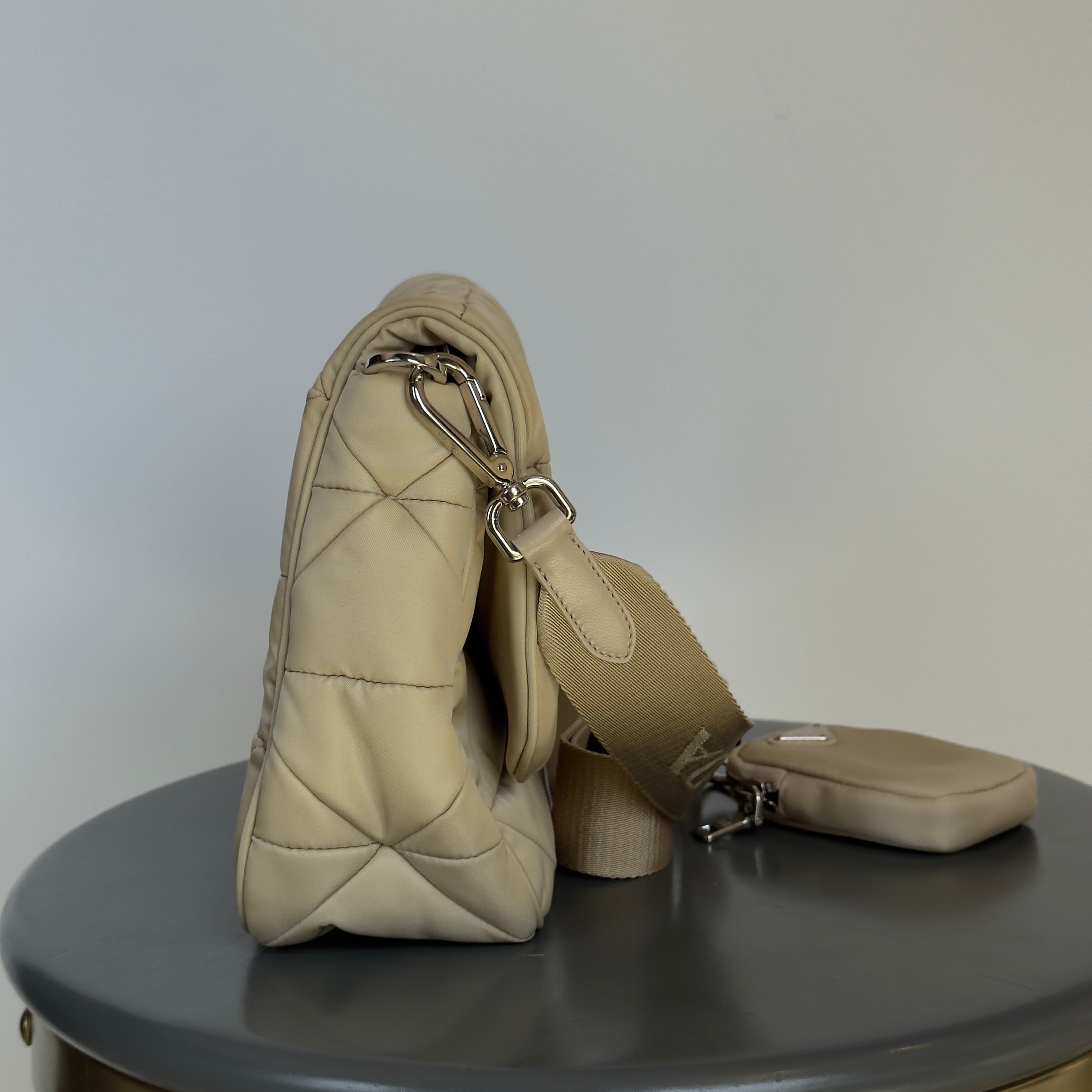 Prada Desert Beige Padded Re-Nylon Shoulder Bag - Queen May