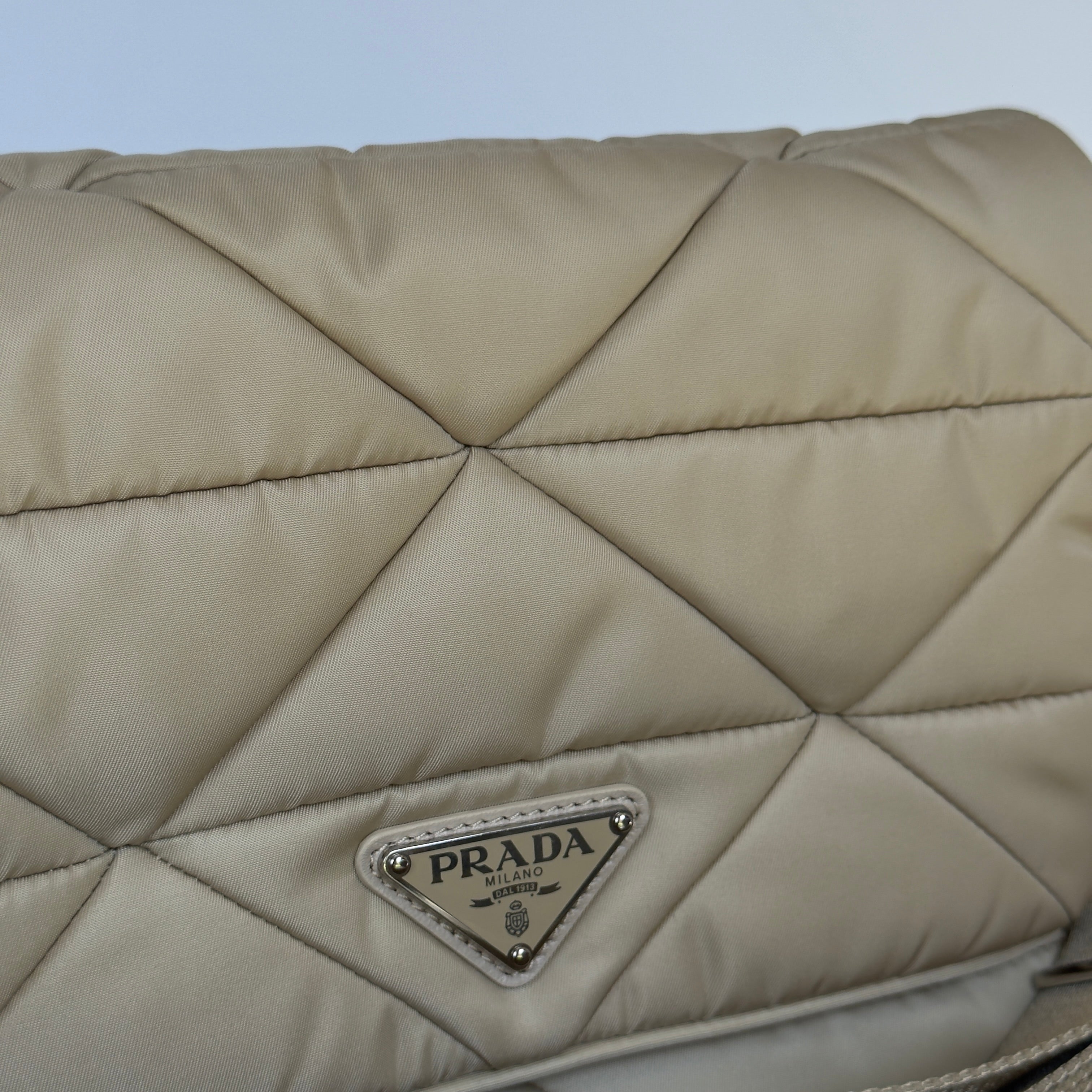 Prada Desert Beige Padded Re-Nylon Shoulder Bag - Queen May