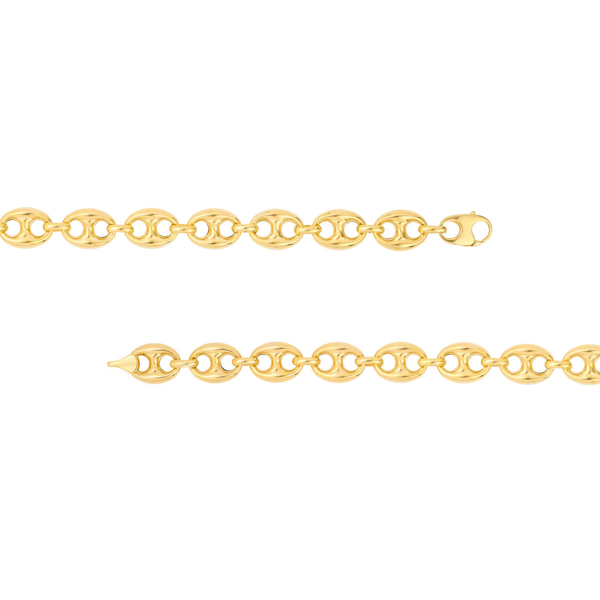 14K Yellow Gold 10mm Puff Mariner Bracelet - Queen May
