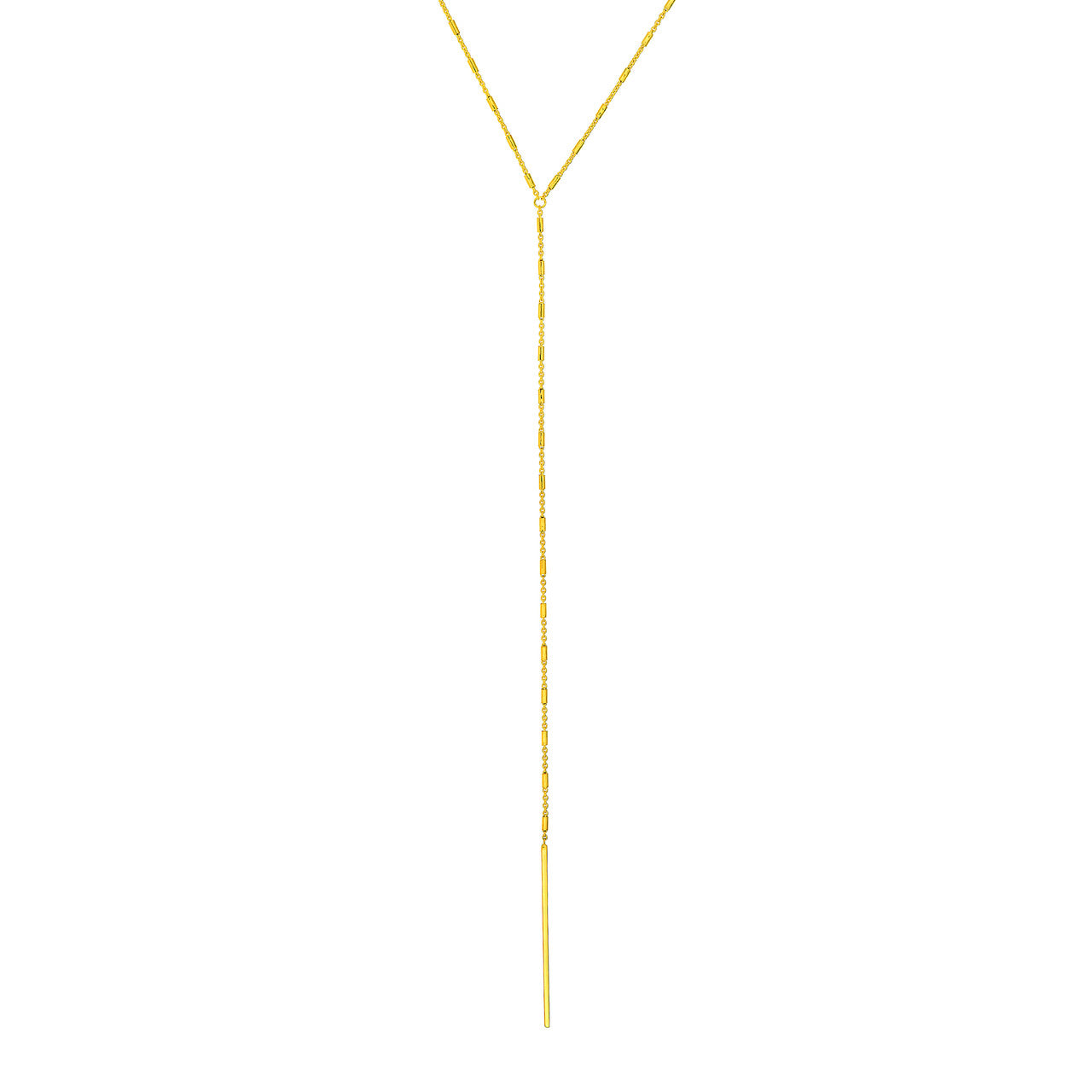14K Yellow Gold Bead and Bar Lariat Adjustable Necklace - Queen May