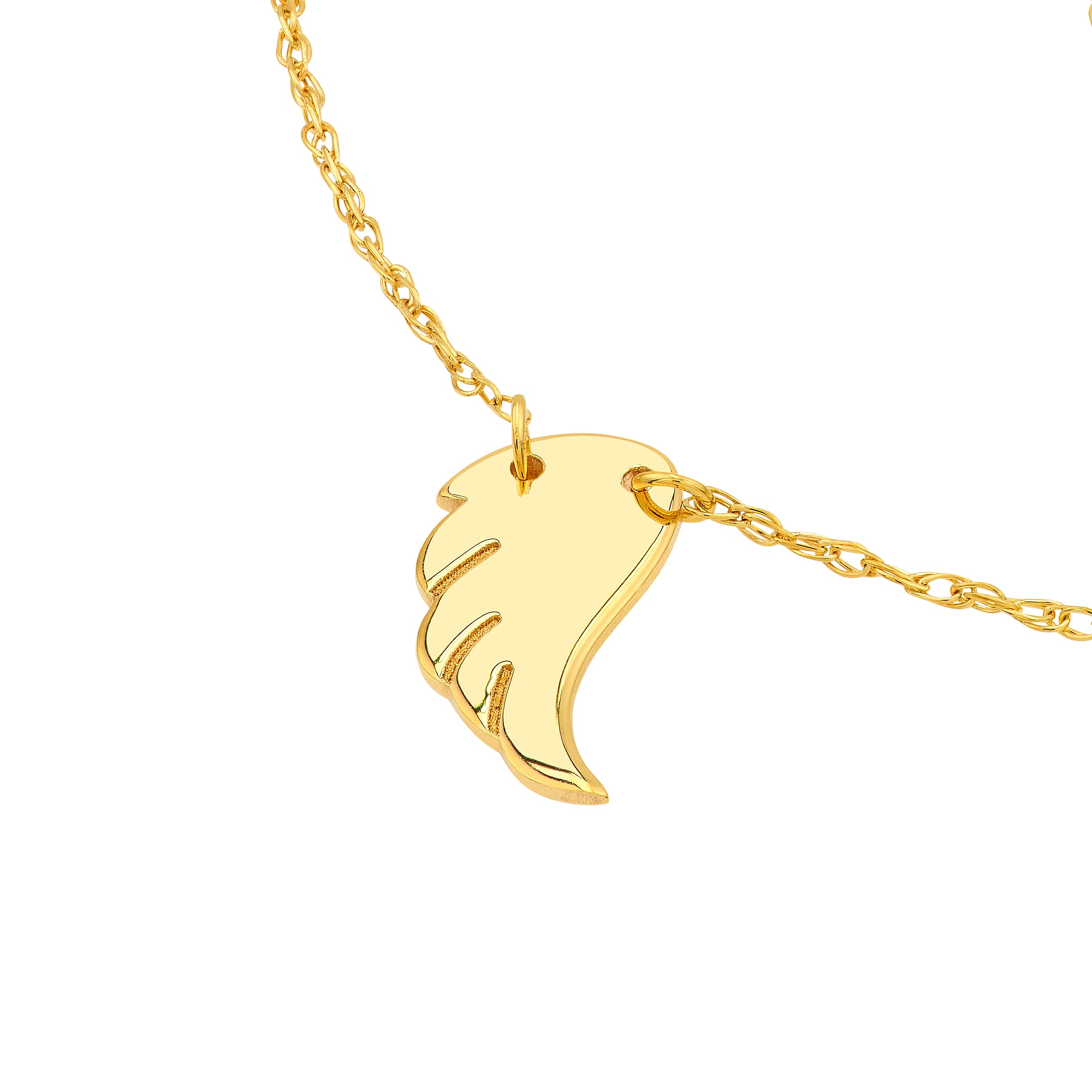 14K Yellow Gold Mini Angel Wing Pendant Necklace - Queen May